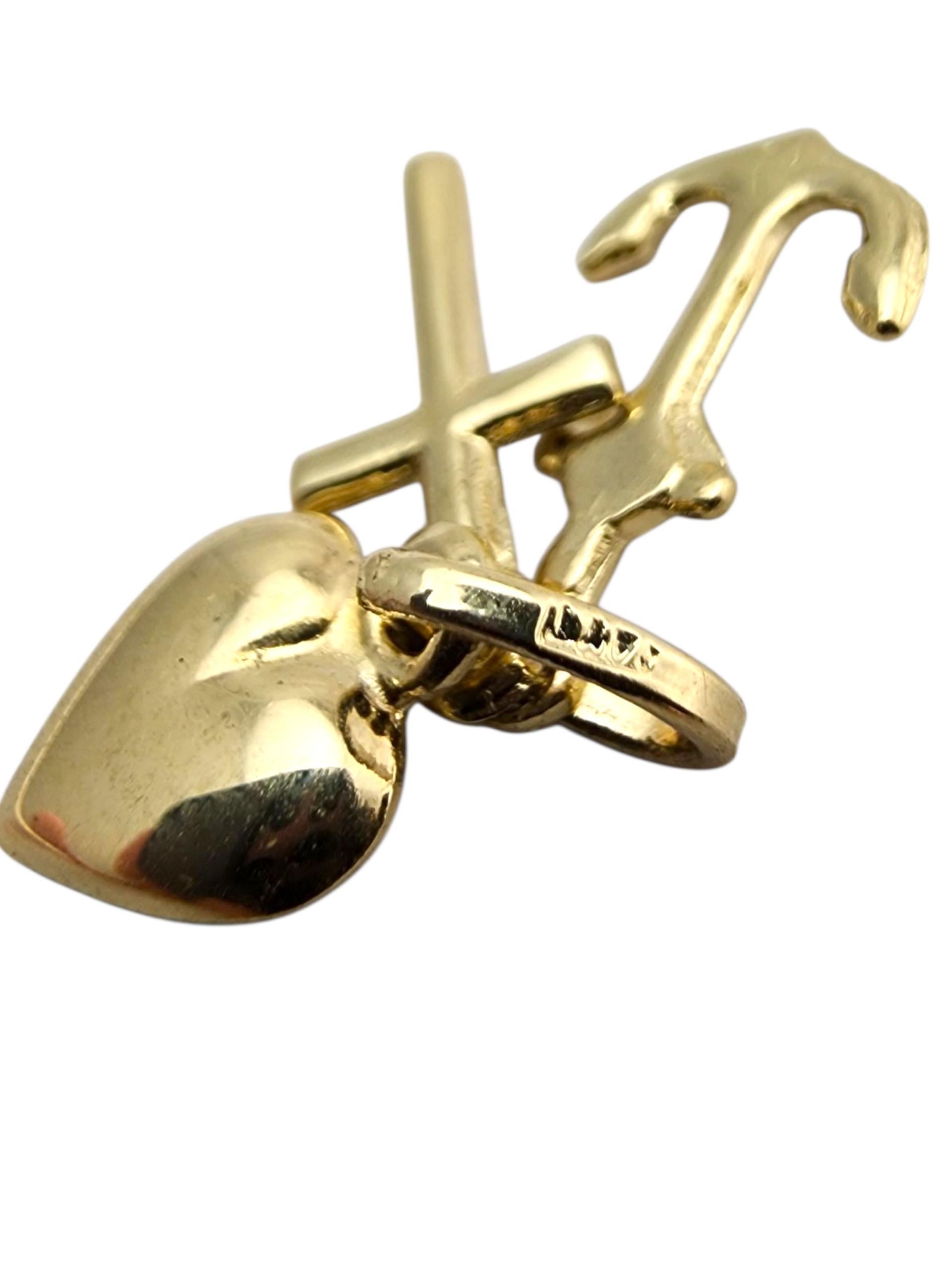 Contemporain Charm en or jaune 14 carats pour la foi, l'espoir et l'amour #23694 en vente