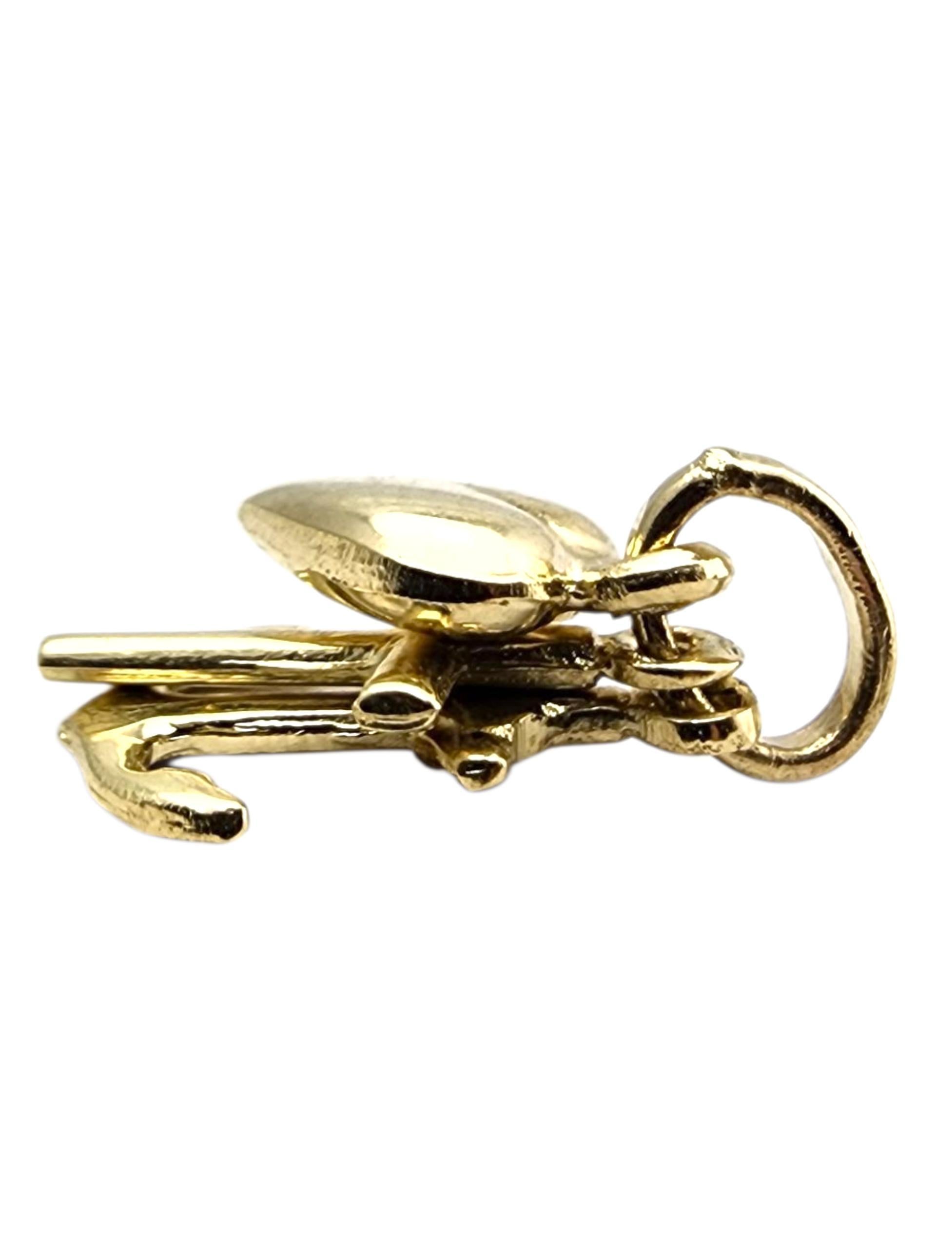 Charm en or jaune 14 carats pour la foi, l'espoir et l'amour #23694 en vente 4