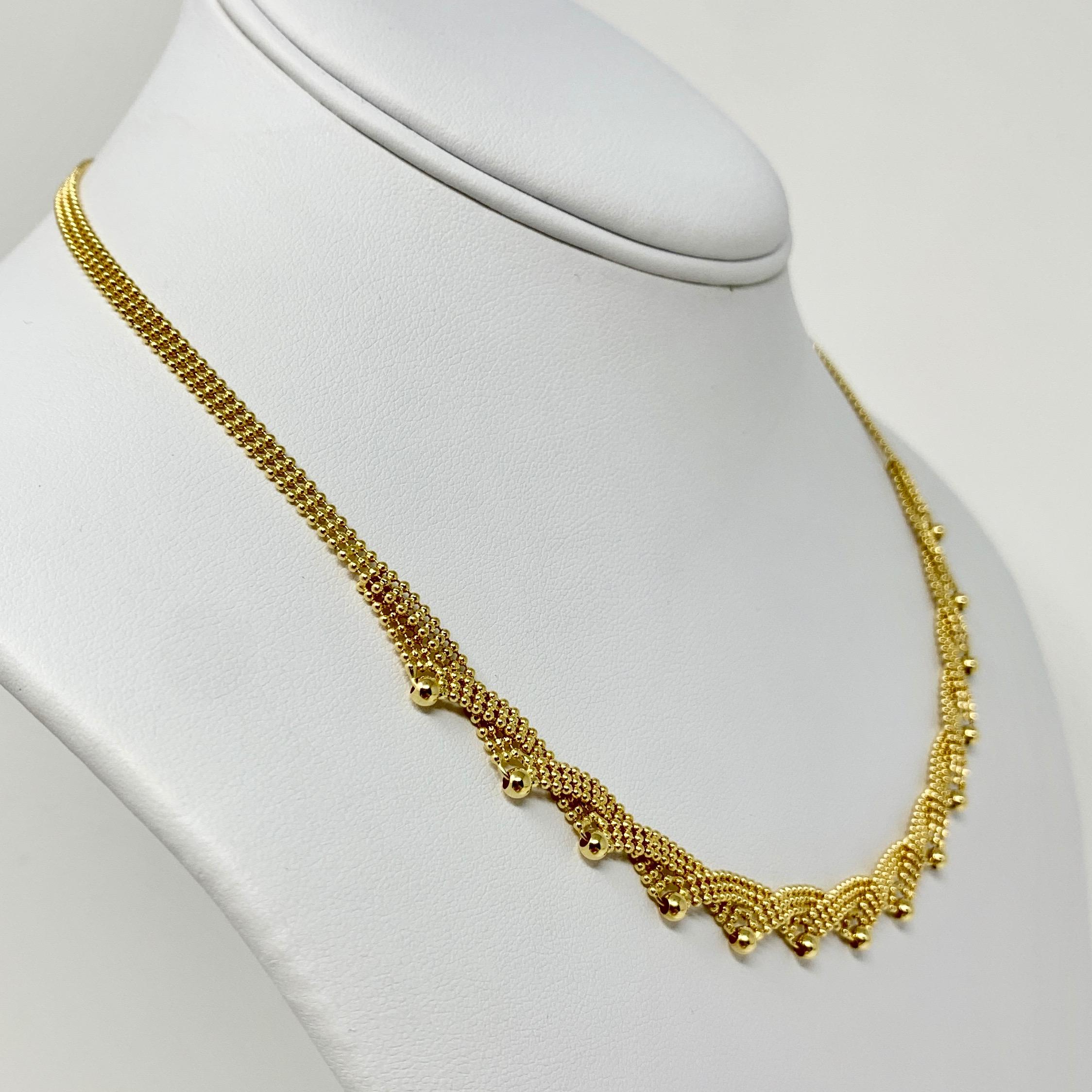 14K Yellow Gold 1.5mm Ball Bead Necklace Chain – 16, 18, Or 20 Inch, Lobster Clasp, Italy - View #5