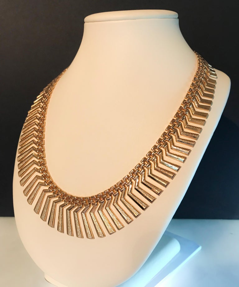 14 Karat Yellow Gold Fancy Fringe Collar Necklace at 1stDibs
