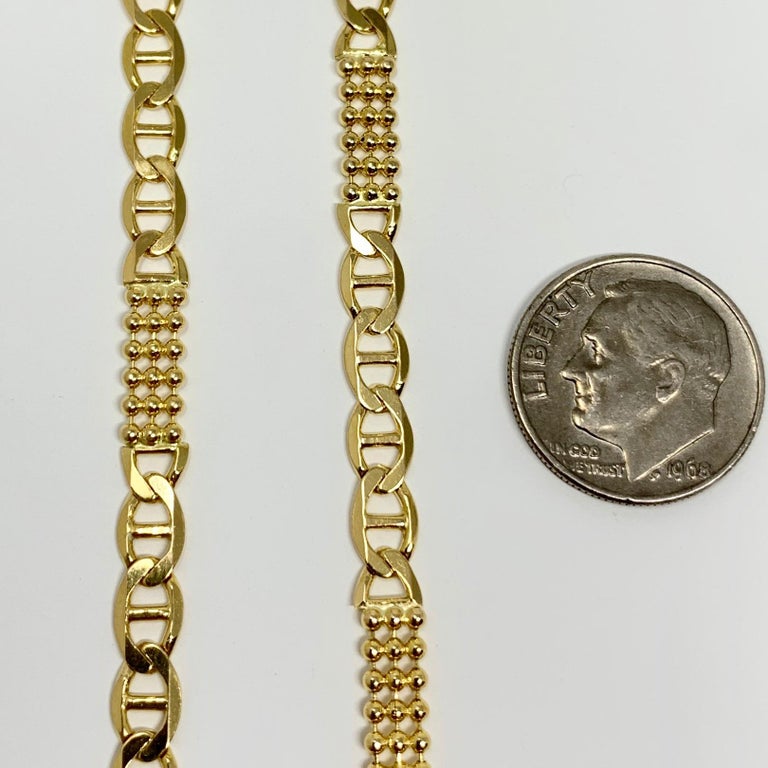 14 Karat Yellow Gold Fancy Gucci Anchor and Bead Link Chain Necklace at