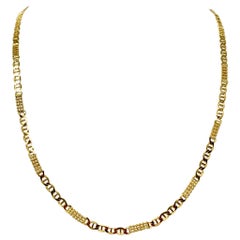 14 Karat Yellow Gold Fancy Gucci Anchor and Bead Link Chain Necklace