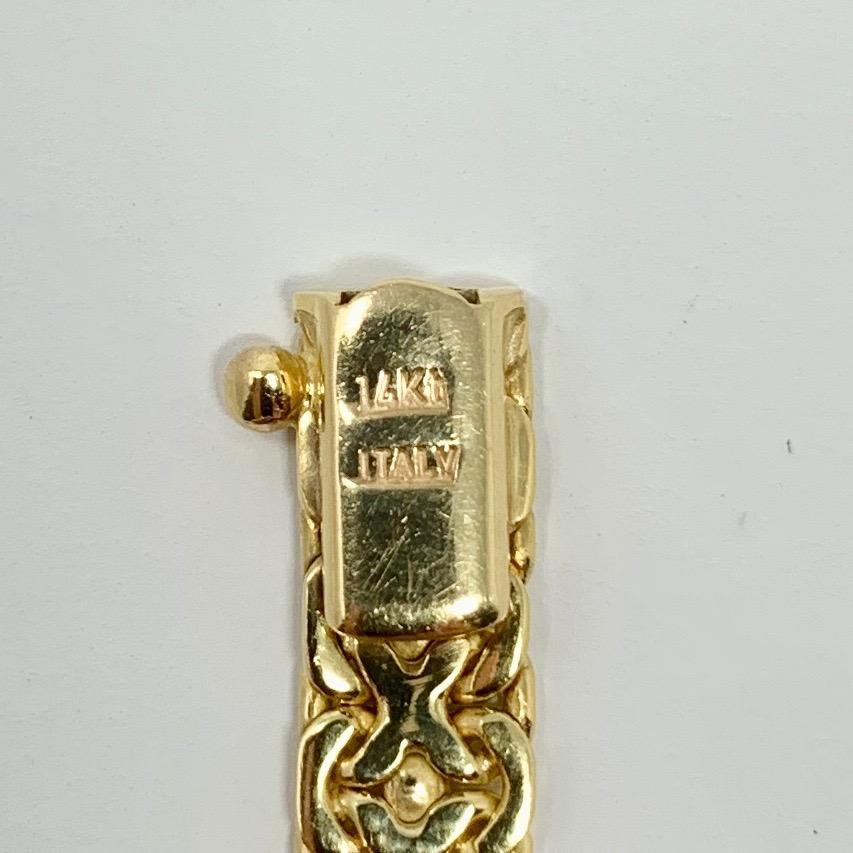 14 Karat Yellow Gold Fancy Link Aurafin Bracelet In Good Condition In Guilford, CT