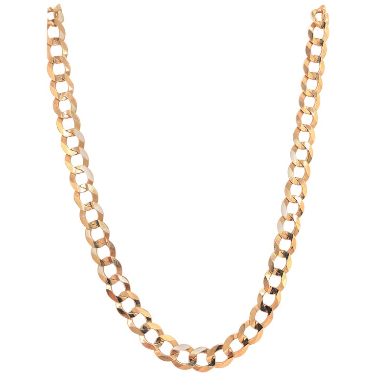 14 Karat Yellow Gold Fancy Link Necklace For Sale
