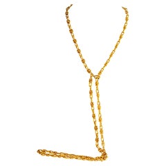 14 Karat Yellow Gold Fancy Link Necklace with Stylized Buttons and Loop Motifs