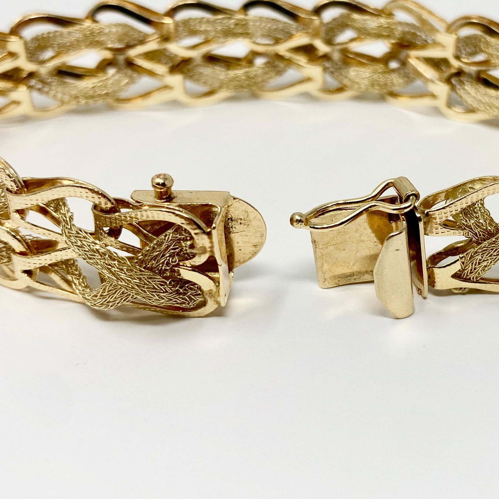 Women's 14 Karat Yellow Gold Fancy Mesh Weave Link Bracelet