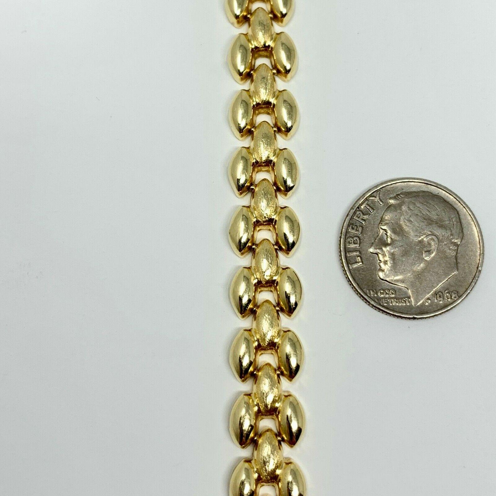 14 Karat Yellow Gold Fancy Panther Link Bracelet In Good Condition In Guilford, CT