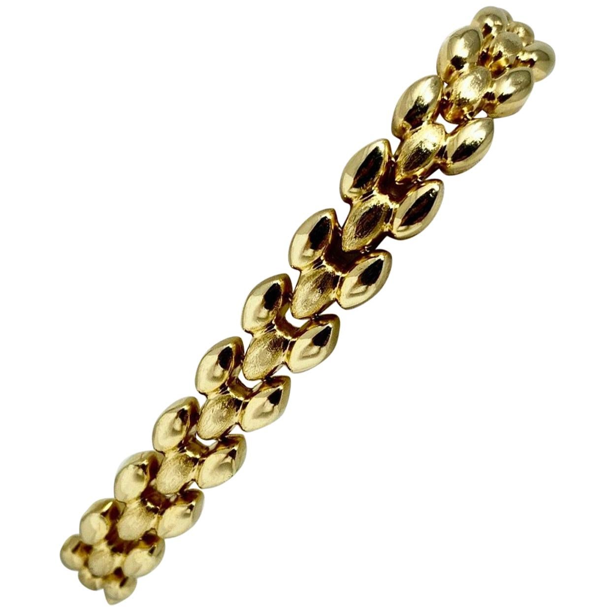 14 Karat Yellow Gold Fancy Panther Link Bracelet