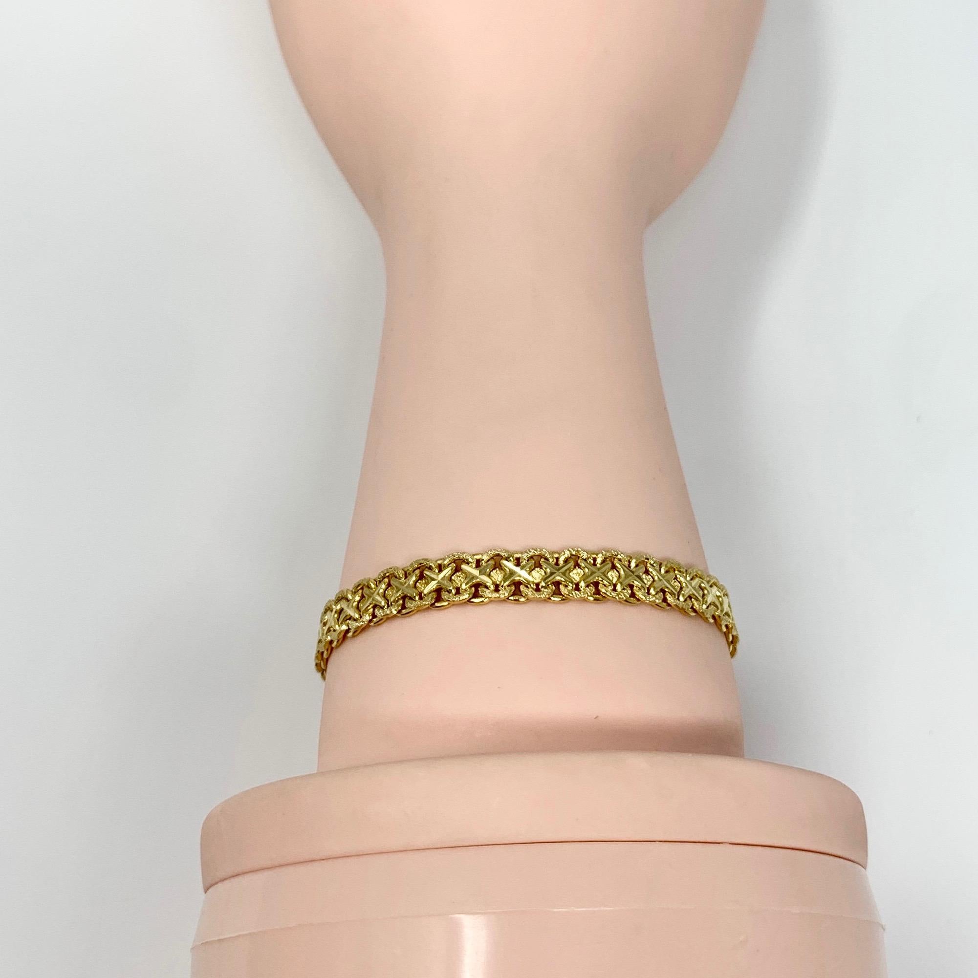 14 Karat Yellow Gold Fancy X Link Bracelet 3