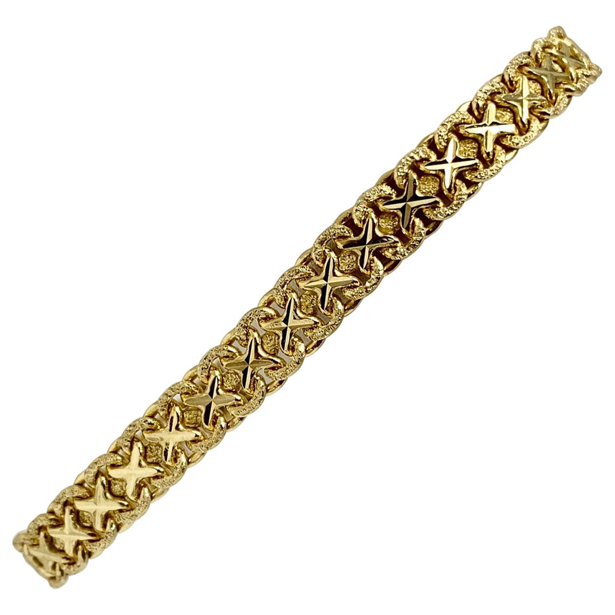 14 Karat Yellow Gold Fancy X Link Bracelet