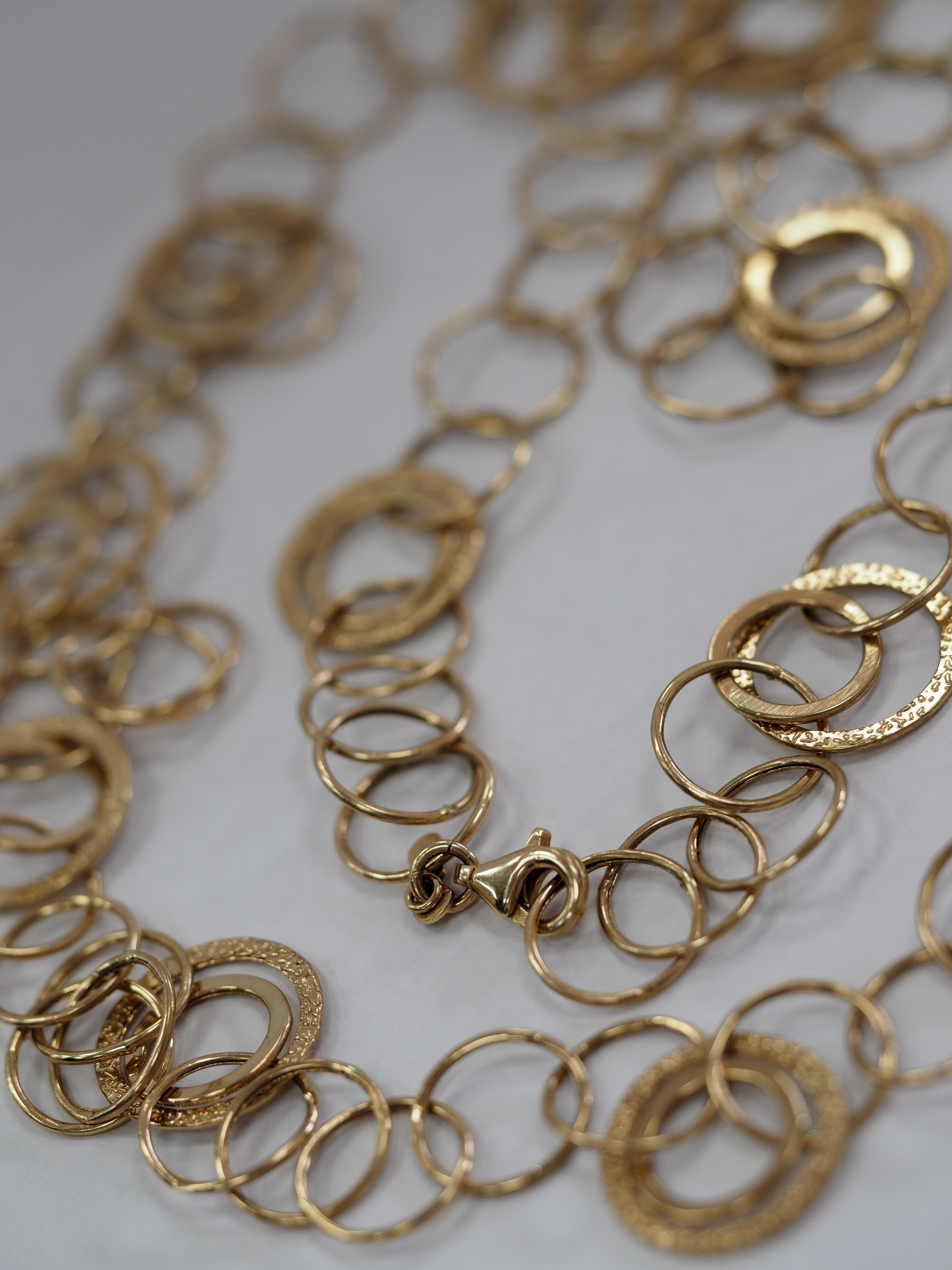 Retro 14 Karat Yellow Gold Fashion Circle Chain Necklace