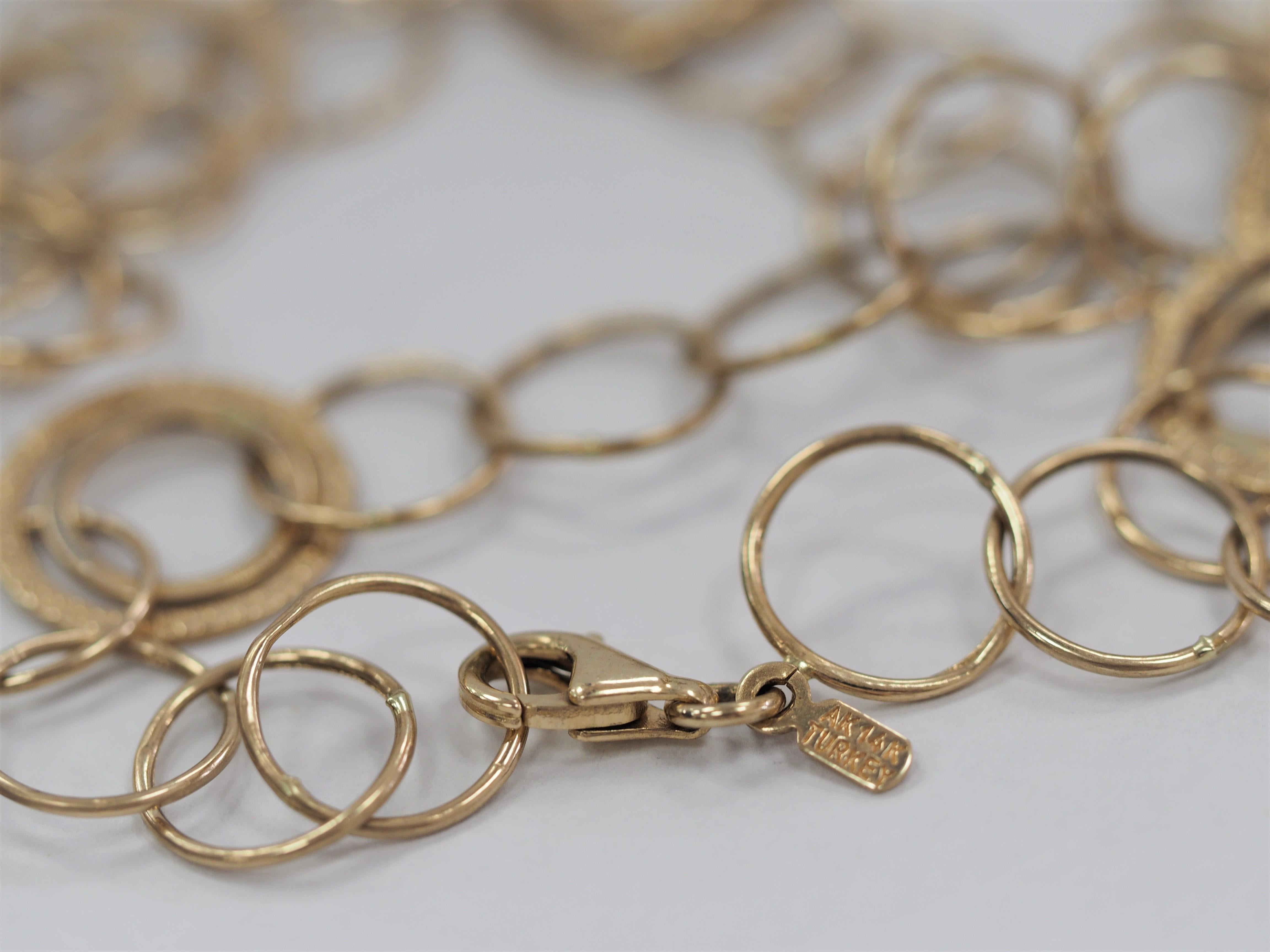 14 Karat Yellow Gold Fashion Circle Chain Necklace 3