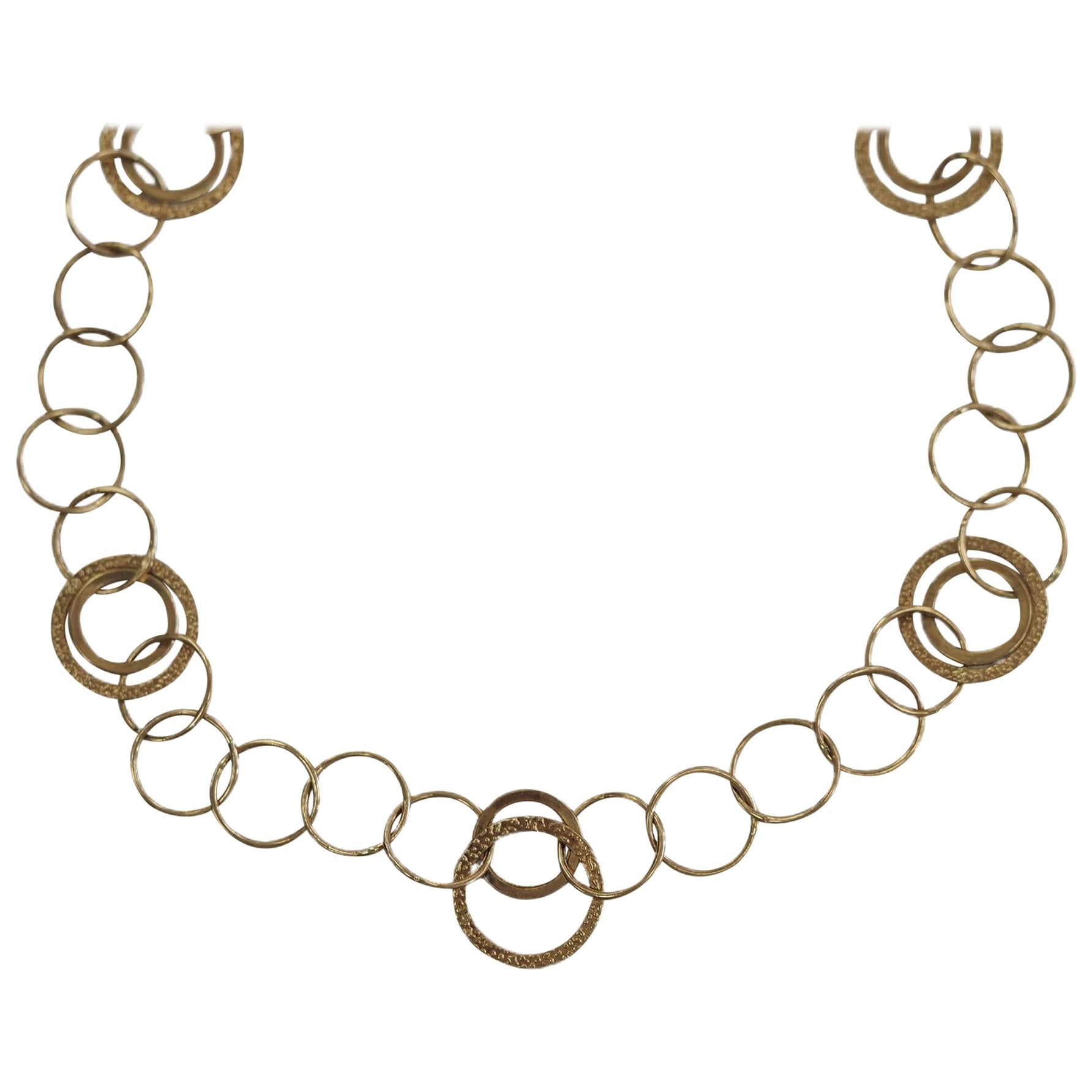 14 Karat Yellow Gold Fashion Circle Chain Necklace