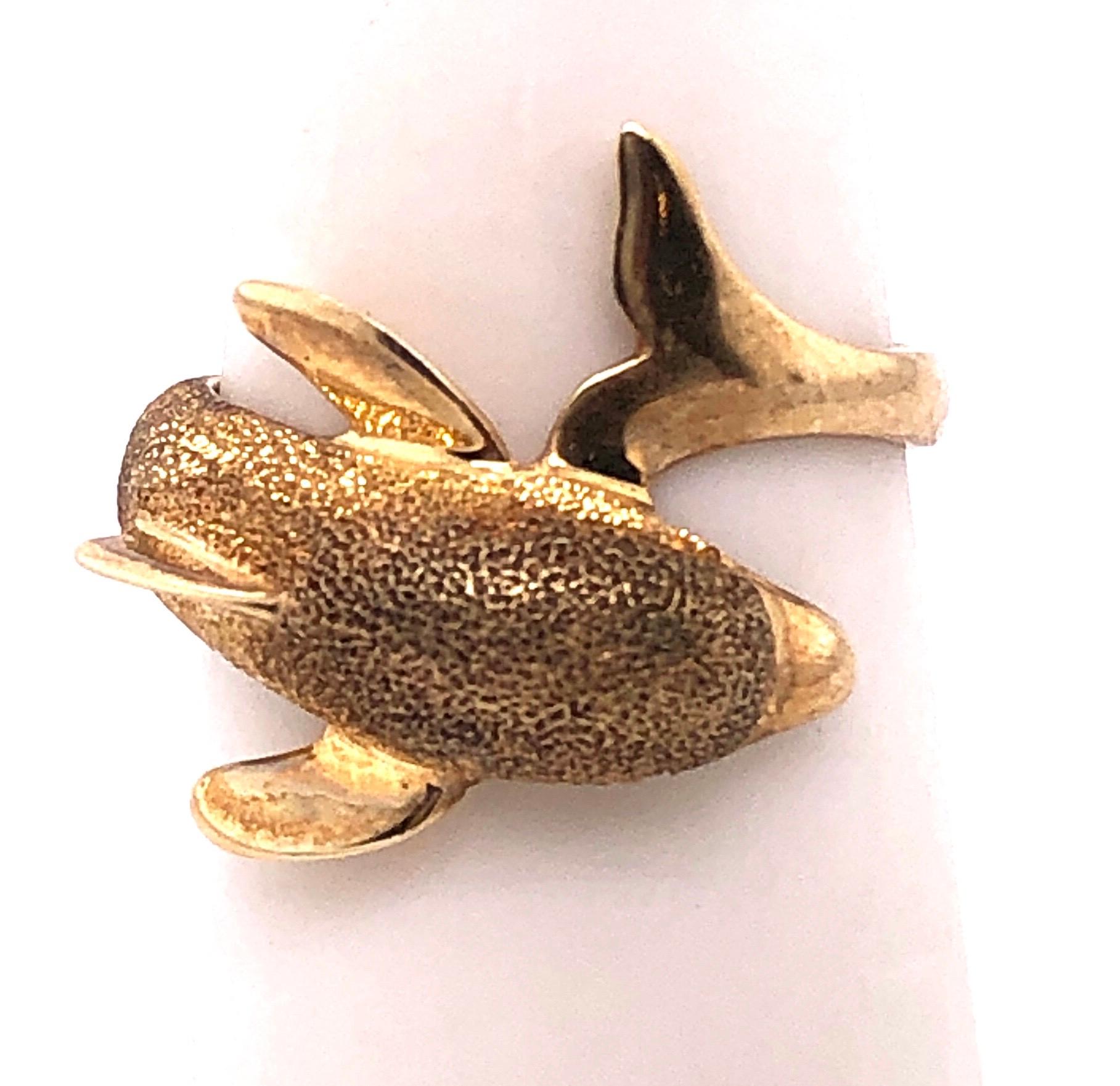 Contemporary 14 Karat Yellow Gold Fashion Dolphin Ring For Sale
