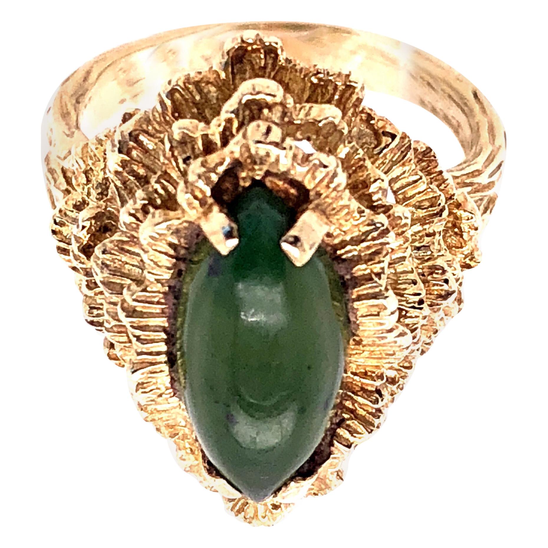 14 Karat Gelbgold Mode Jade-Ring