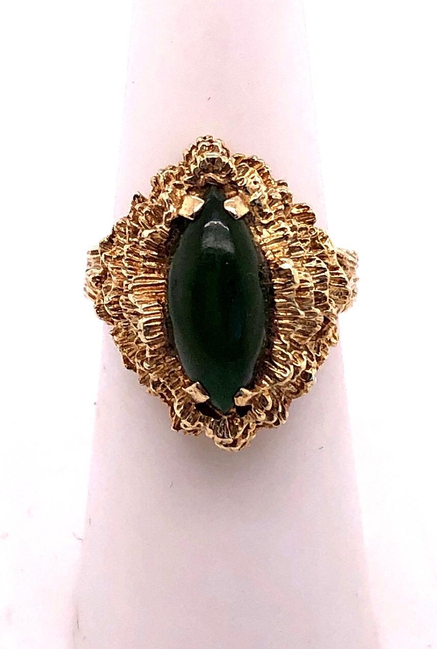 Modern 14 Karat Yellow Gold Fashion Jade Ring For Sale