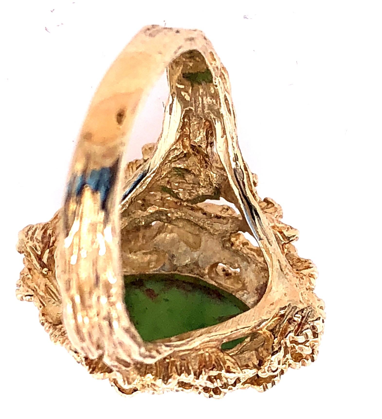 Women's or Men's 14 Karat Yellow Gold Fashion Jade Ring For Sale