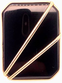 Moderne Onyx-Ohrringe aus 14 Karat Gelbgold