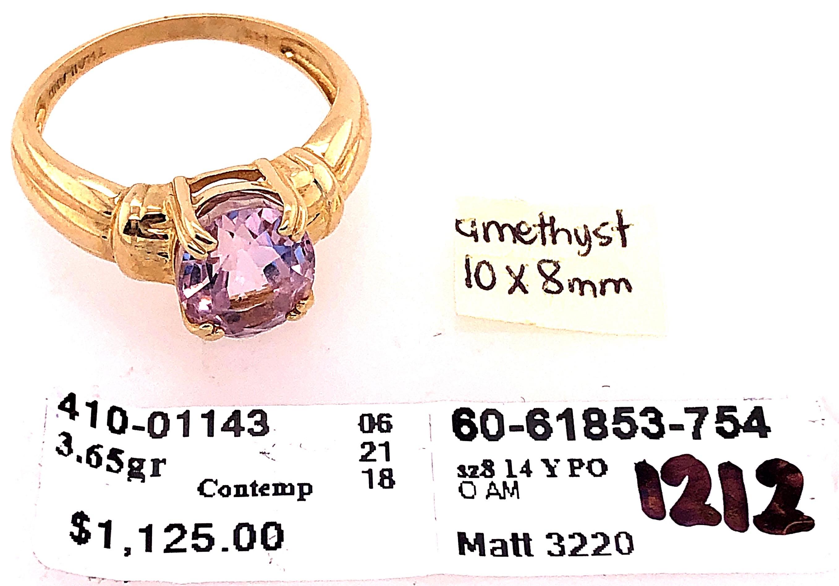 14 Karat Yellow Gold Fashion Oval Amethyst Ring For Sale 3