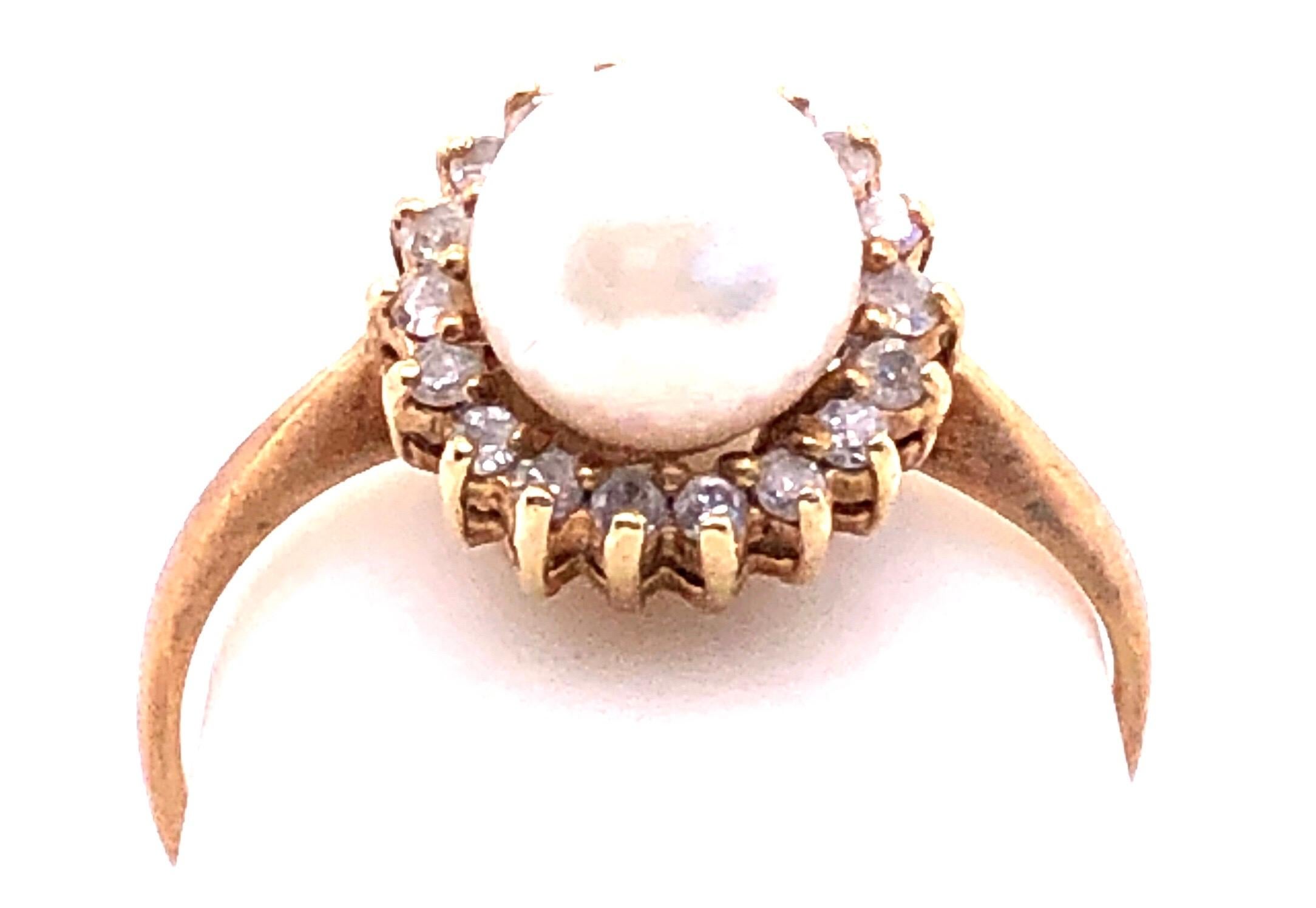 14 Karat Gelbgold Mode Perlenring mit Diamanten (Moderne) im Angebot