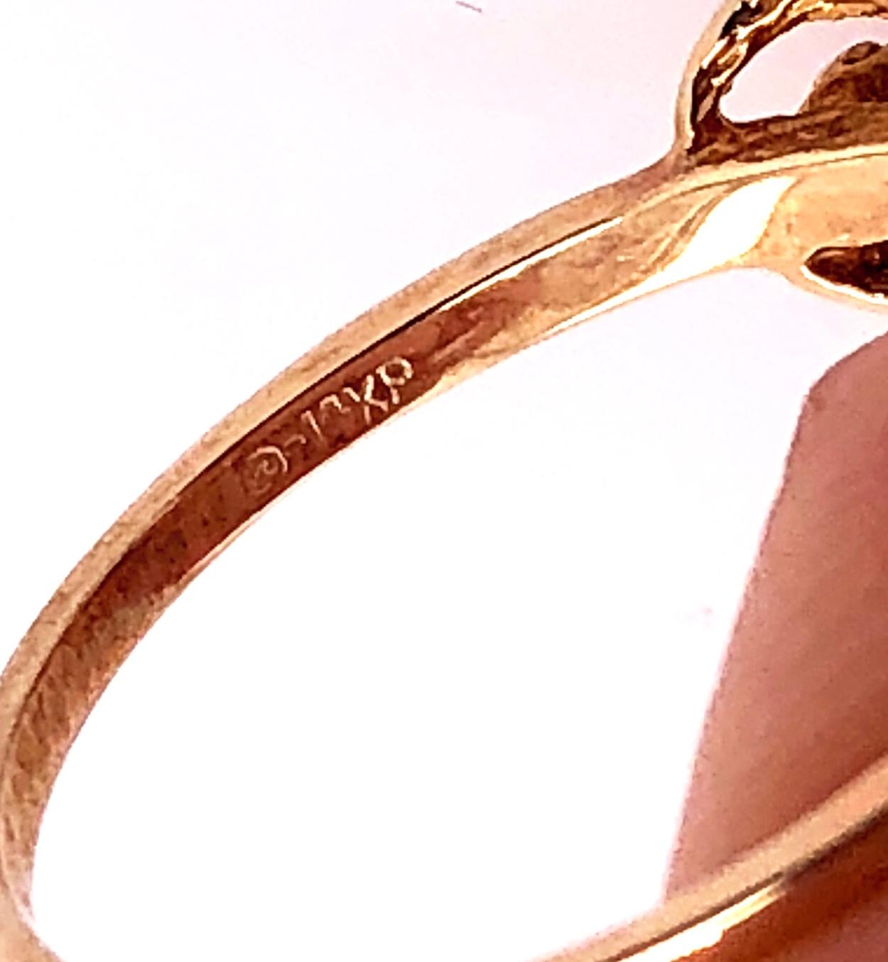 14 Karat Yellow Gold Fashion Pearl Ring with Round Diamonds For Sale 1