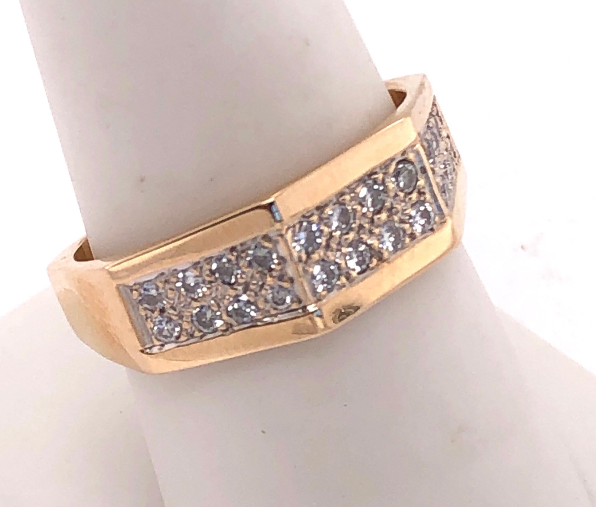 Modern 14 Karat Yellow Gold Fashion Ring with Diamonds For Sale