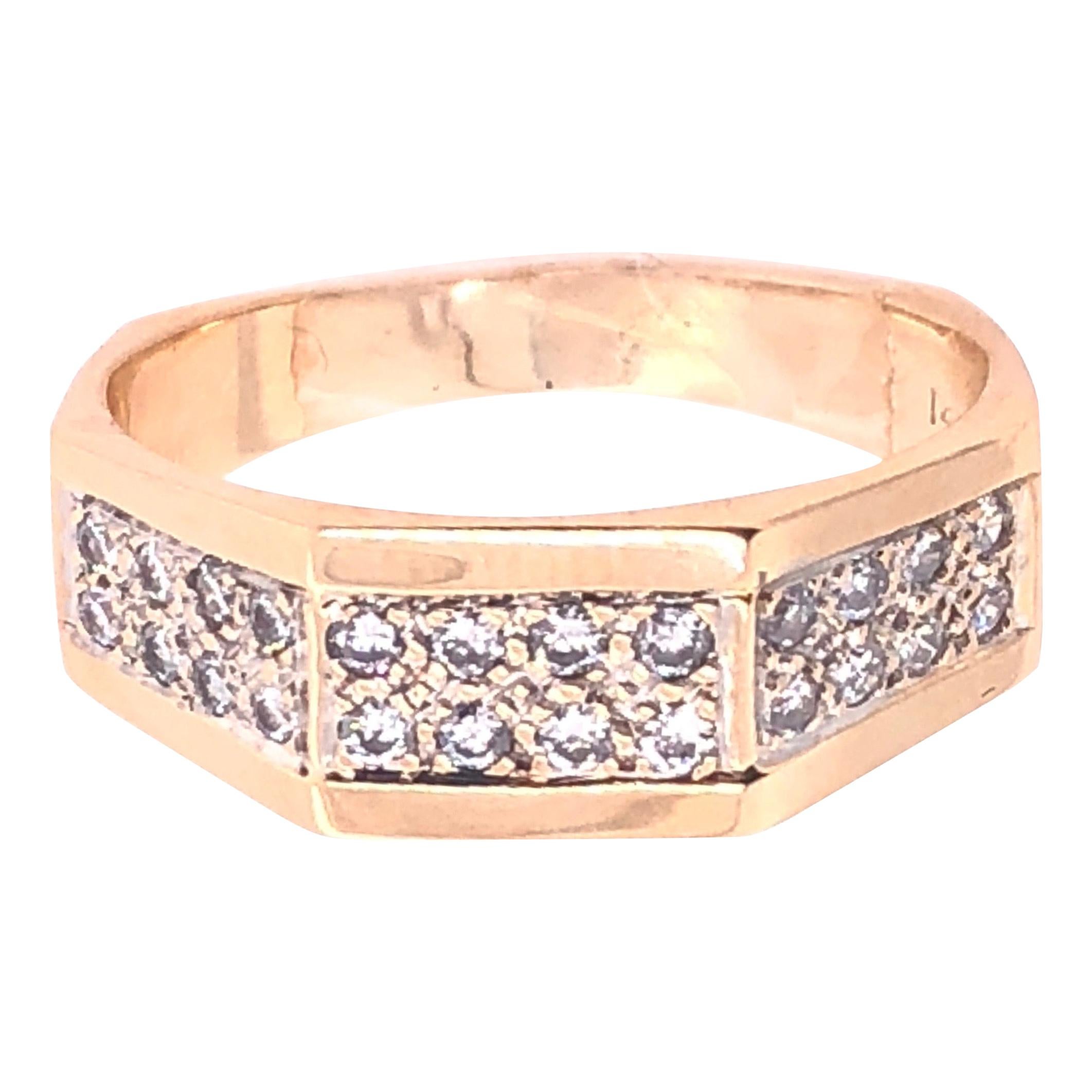 14 Karat Yellow Gold Fashion Ring with Diamonds For Sale
