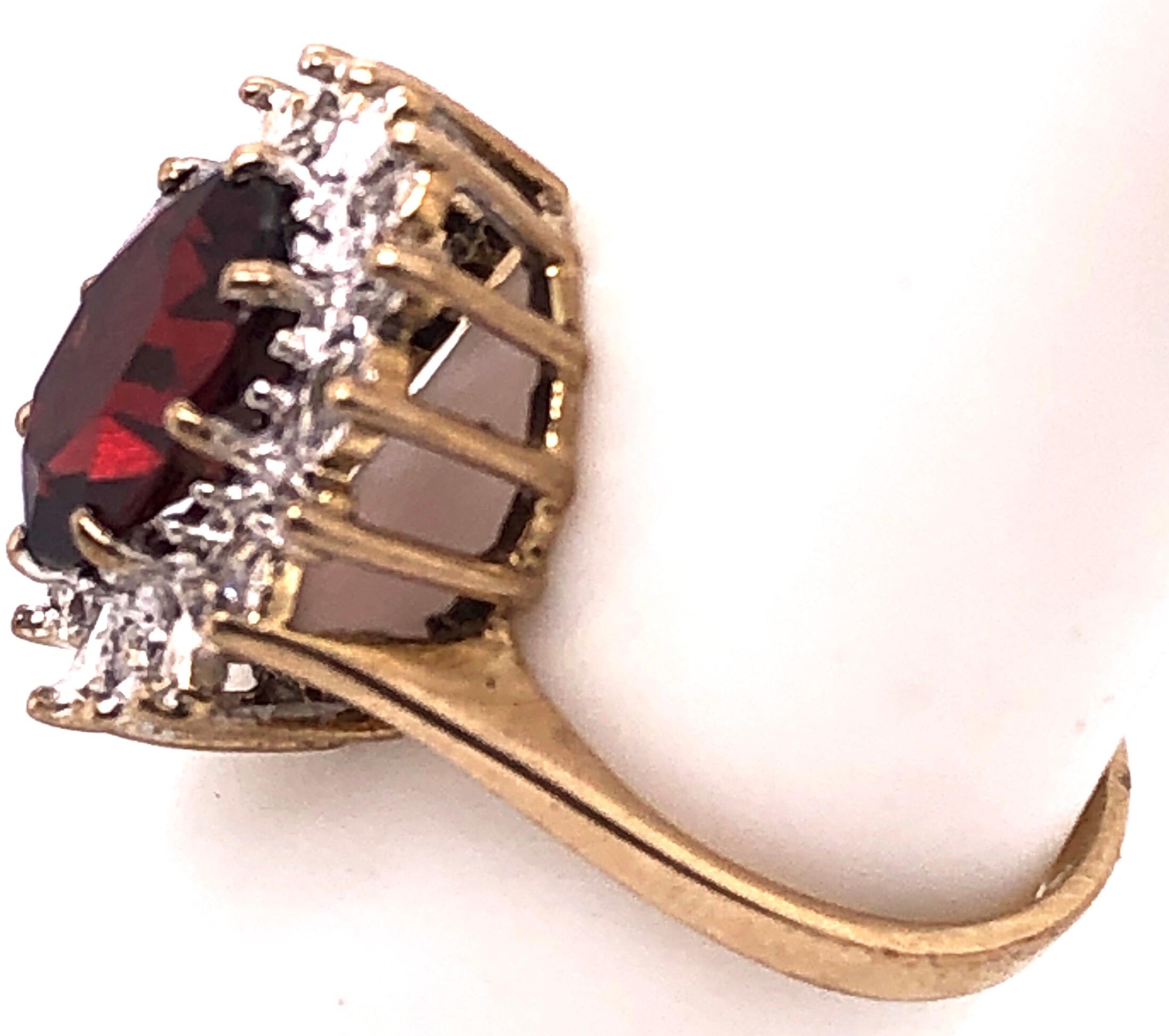 Women's or Men's 14 Karat Yellow Gold Fashion Ring with Ruby and Diamonds For Sale