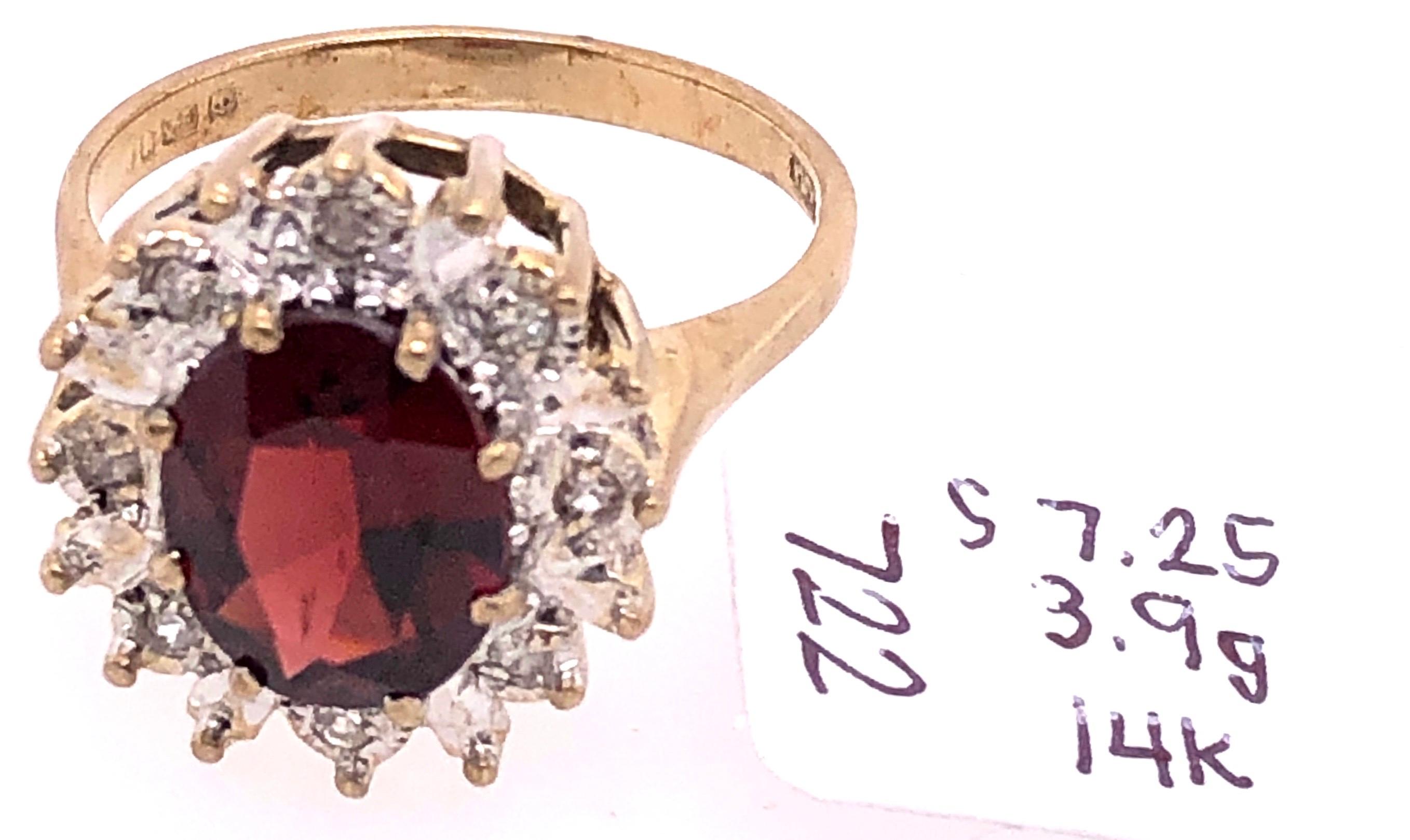 14 Karat Yellow Gold Fashion Ring with Ruby and Diamonds For Sale 1