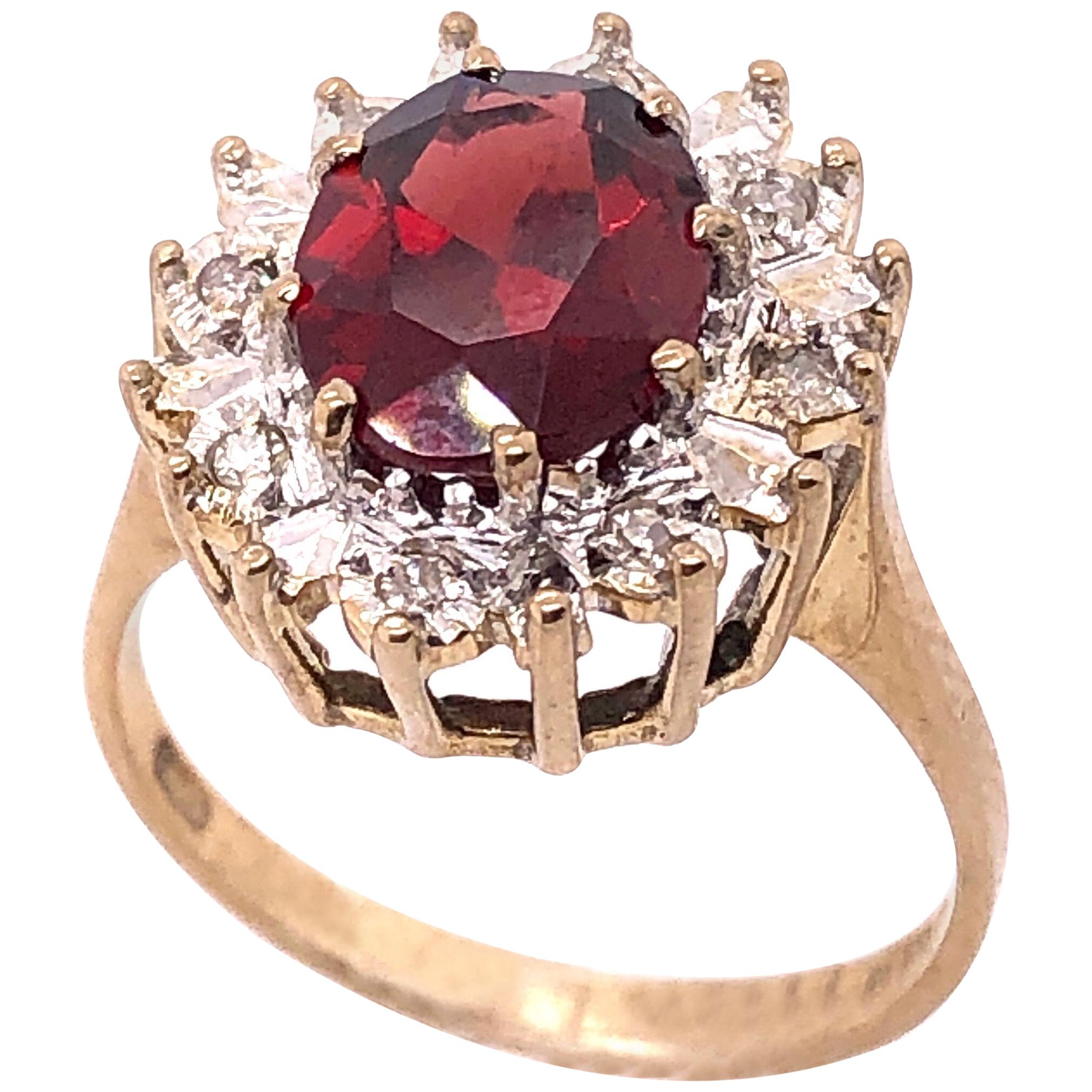 14 Karat Yellow Gold Fashion Ring with Ruby and Diamonds For Sale