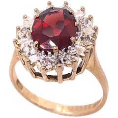 14 Karat Yellow Gold Fashion Ring with Ruby and Diamonds