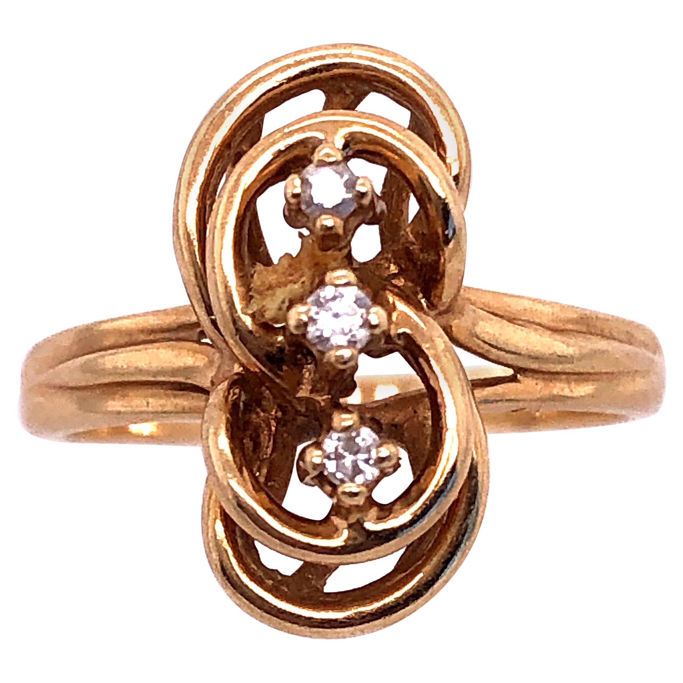 14 Karat Yellow Gold Fashion Ring with Three Round Diamonds