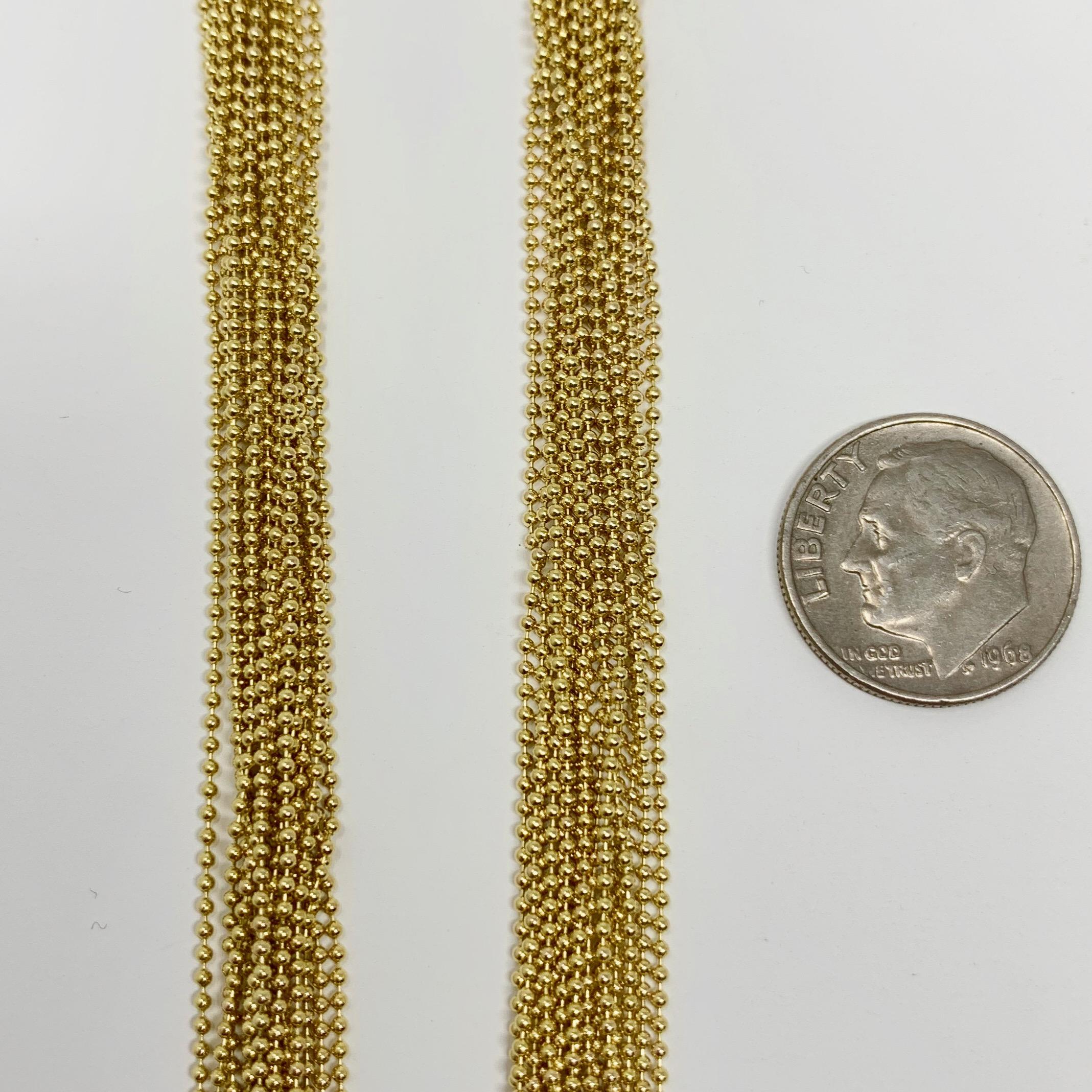 14 Karat Yellow Gold Fifteen-Strand Bead Link Necklace Damen