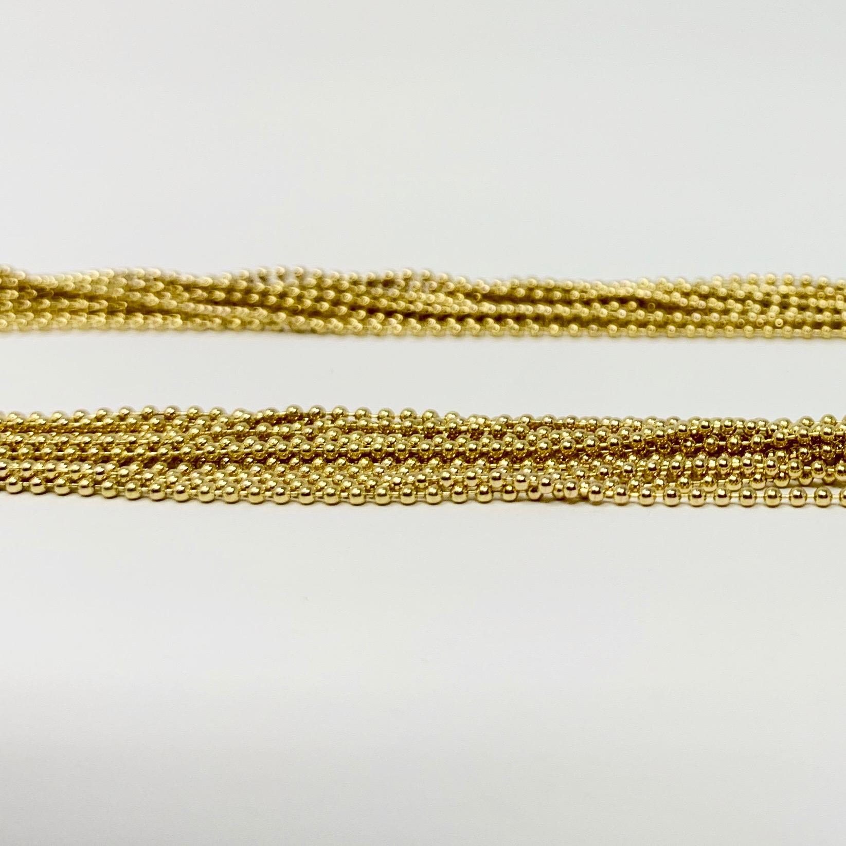 14 Karat Yellow Gold Fifteen-Strand Bead Link Necklace 1