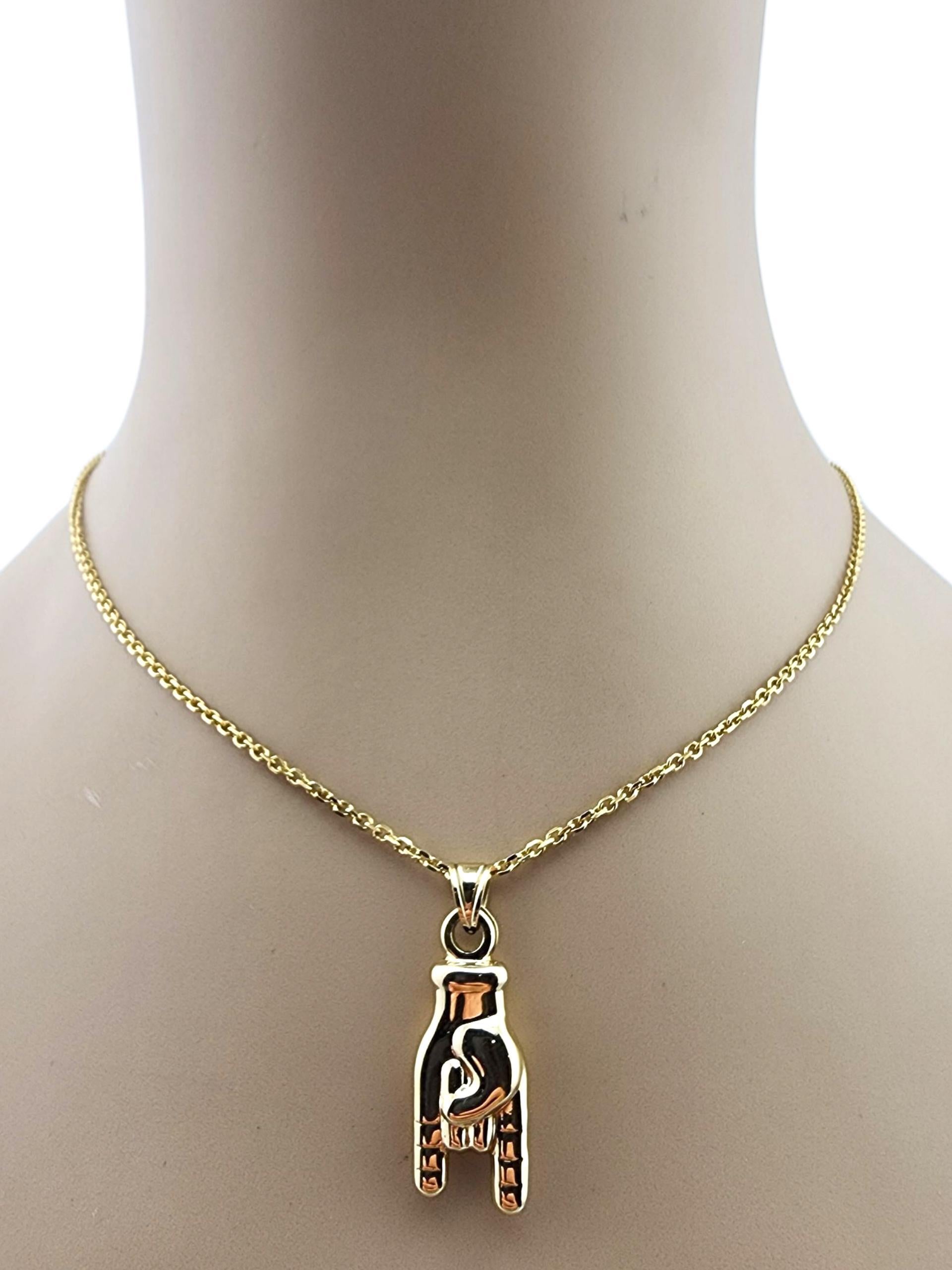 Pendentif en or jaune 14 carats Figa Good Luck Hand #23291 en vente 3