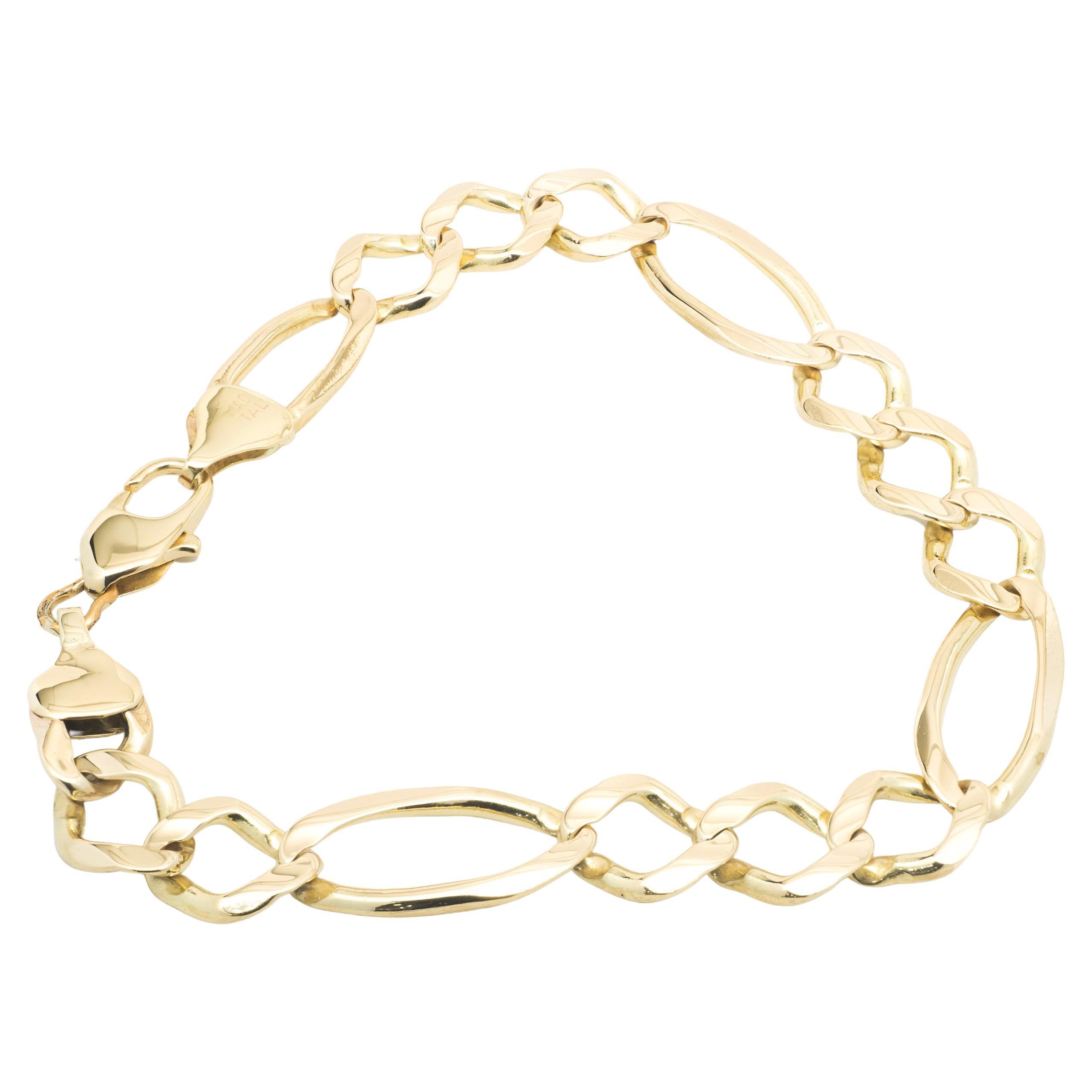 GOLD 9ct Yellow Gold Hollow Figaro Bracelet 18cm 0.7g - QVC UK