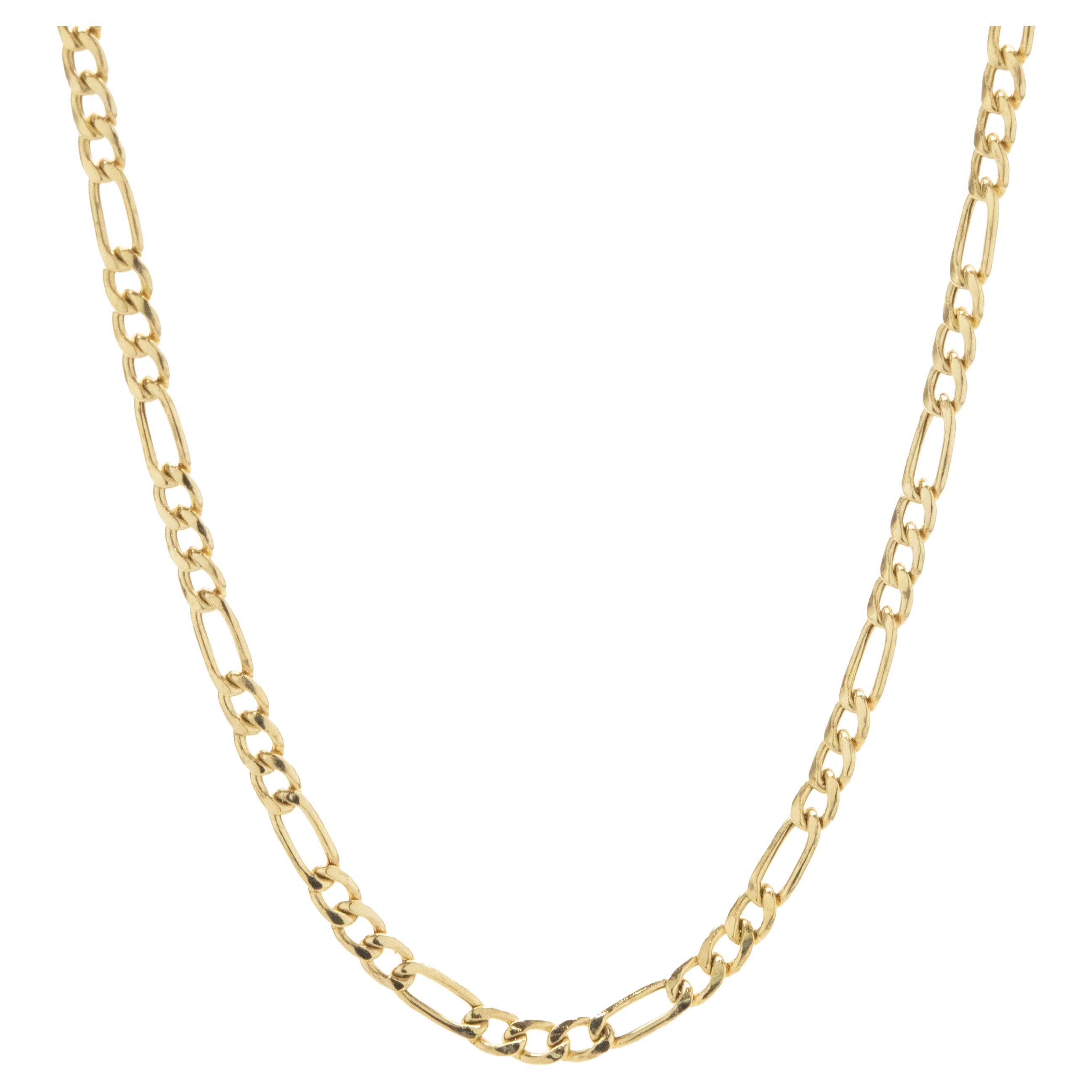 14 Karat Yellow Gold Black Onyx Figaro Necklace For Sale at 1stDibs