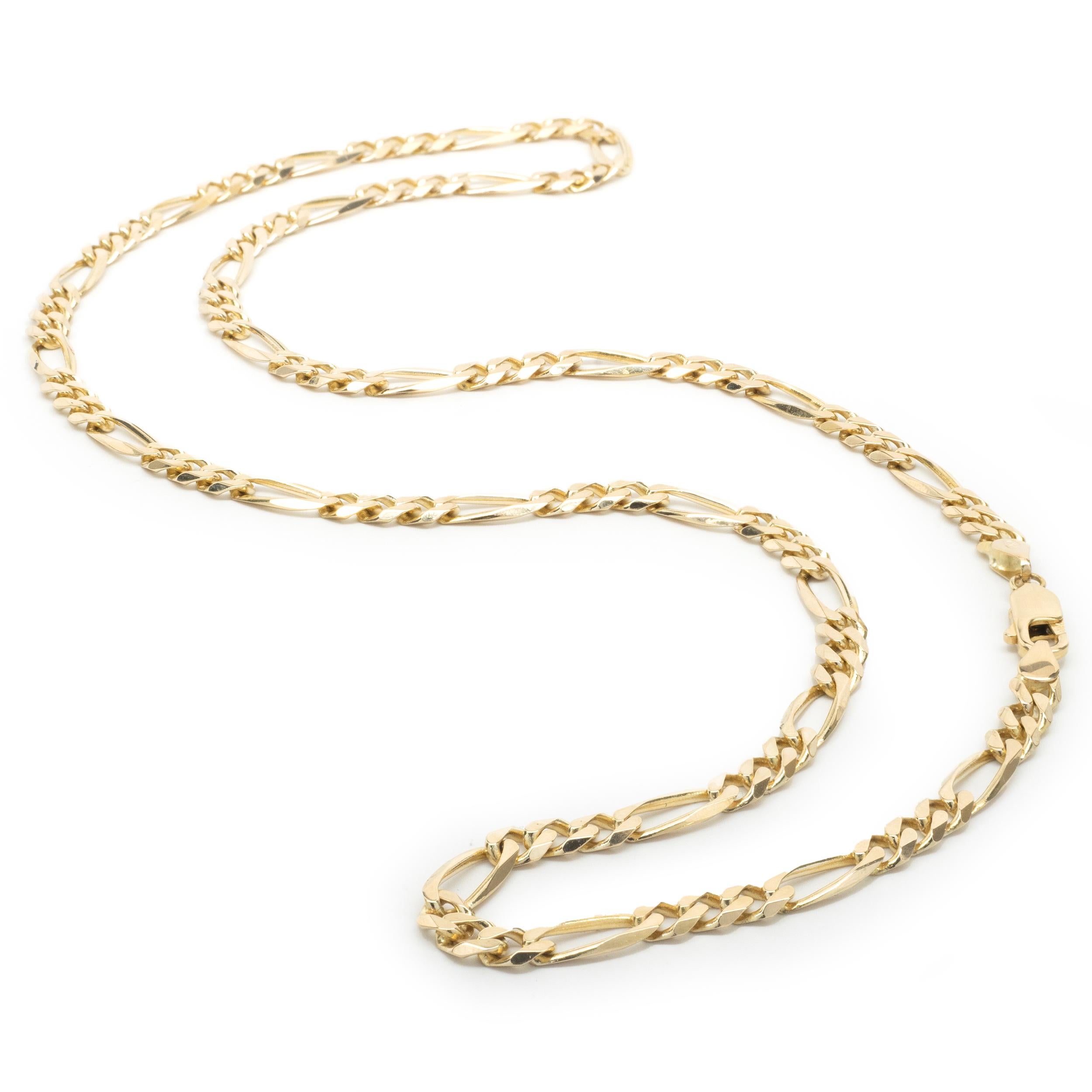 14 Karat Yellow Gold Figaro Chain Necklace In Excellent Condition For Sale In Scottsdale, AZ
