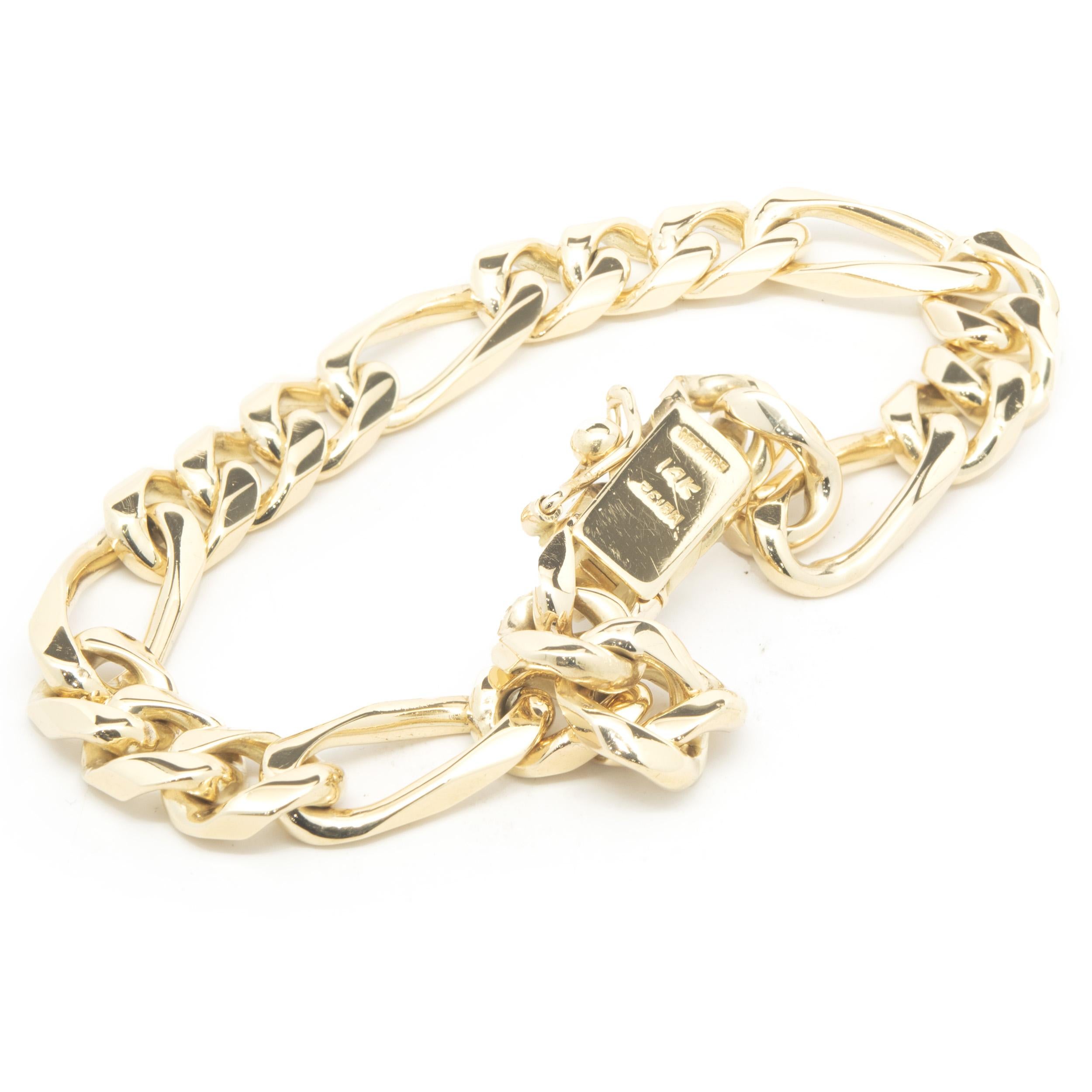 MATERIAL: 14K Gelbgold
Abmessungen: Das Armband passt an ein Handgelenk von bis zu 8 Zoll 
Gewicht: 41,18 Gramm