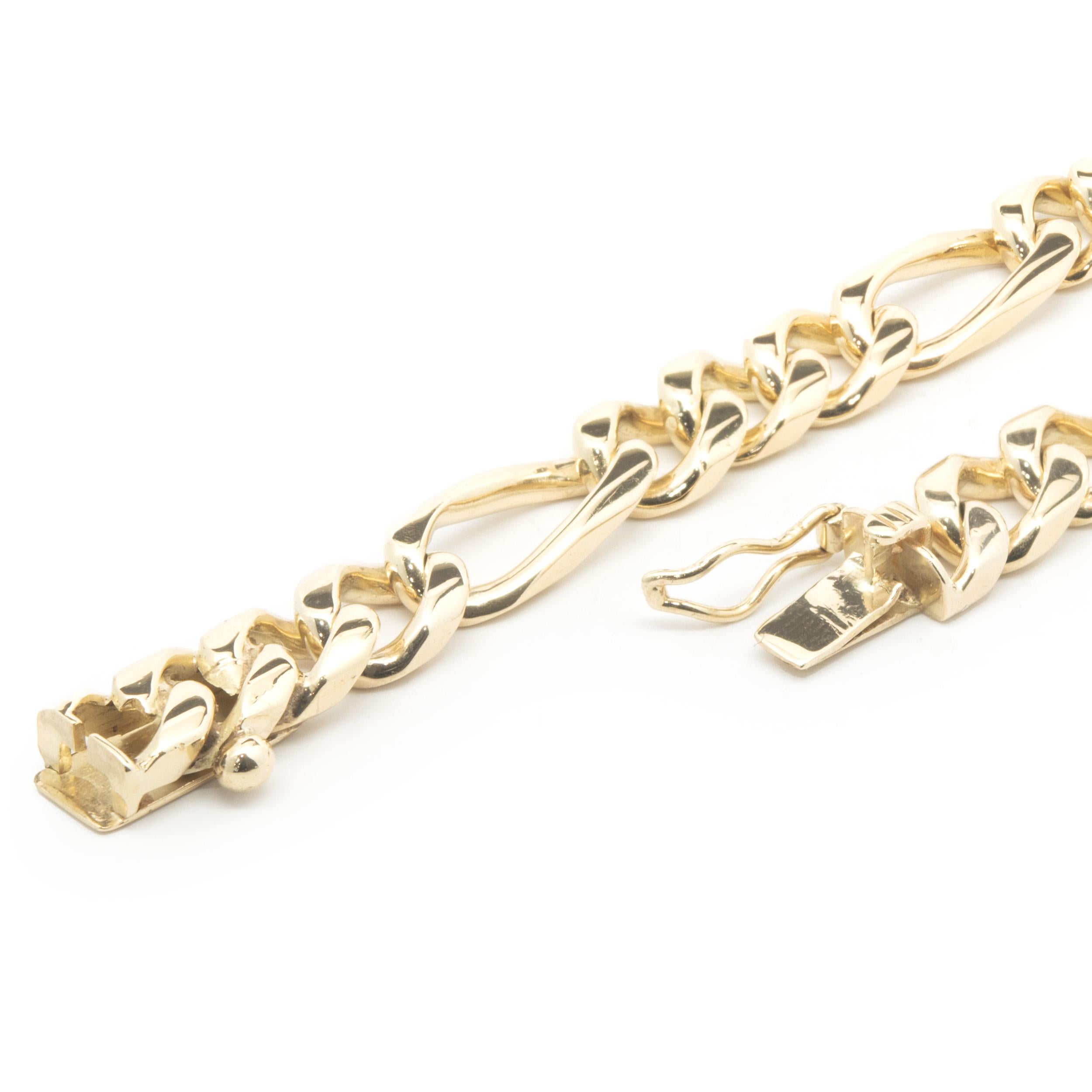Figaro-Gliederarmband aus 14 Karat Gelbgold im Zustand „Hervorragend“ in Scottsdale, AZ