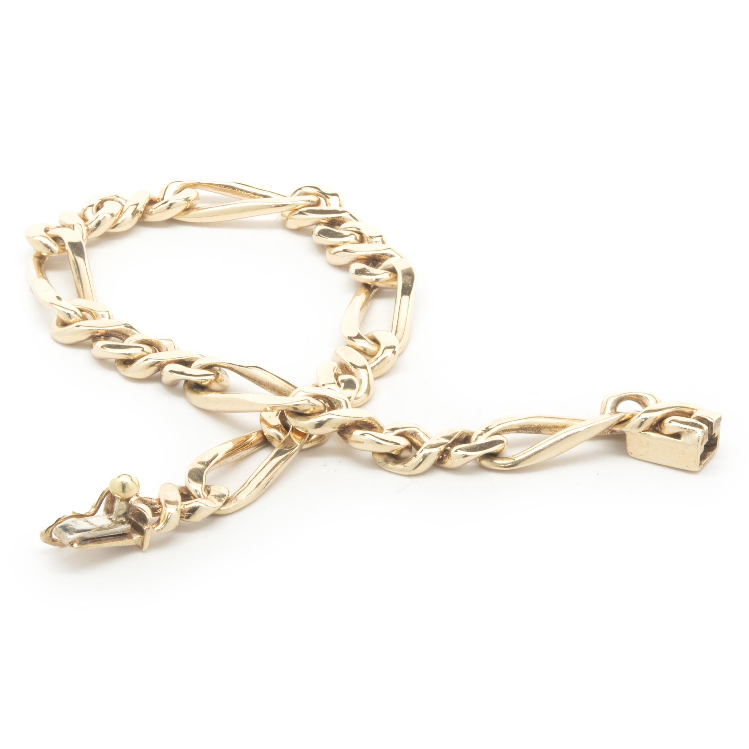 Figaro-Gliederarmband aus 14 Karat Gelbgold im Zustand „Hervorragend“ in Scottsdale, AZ