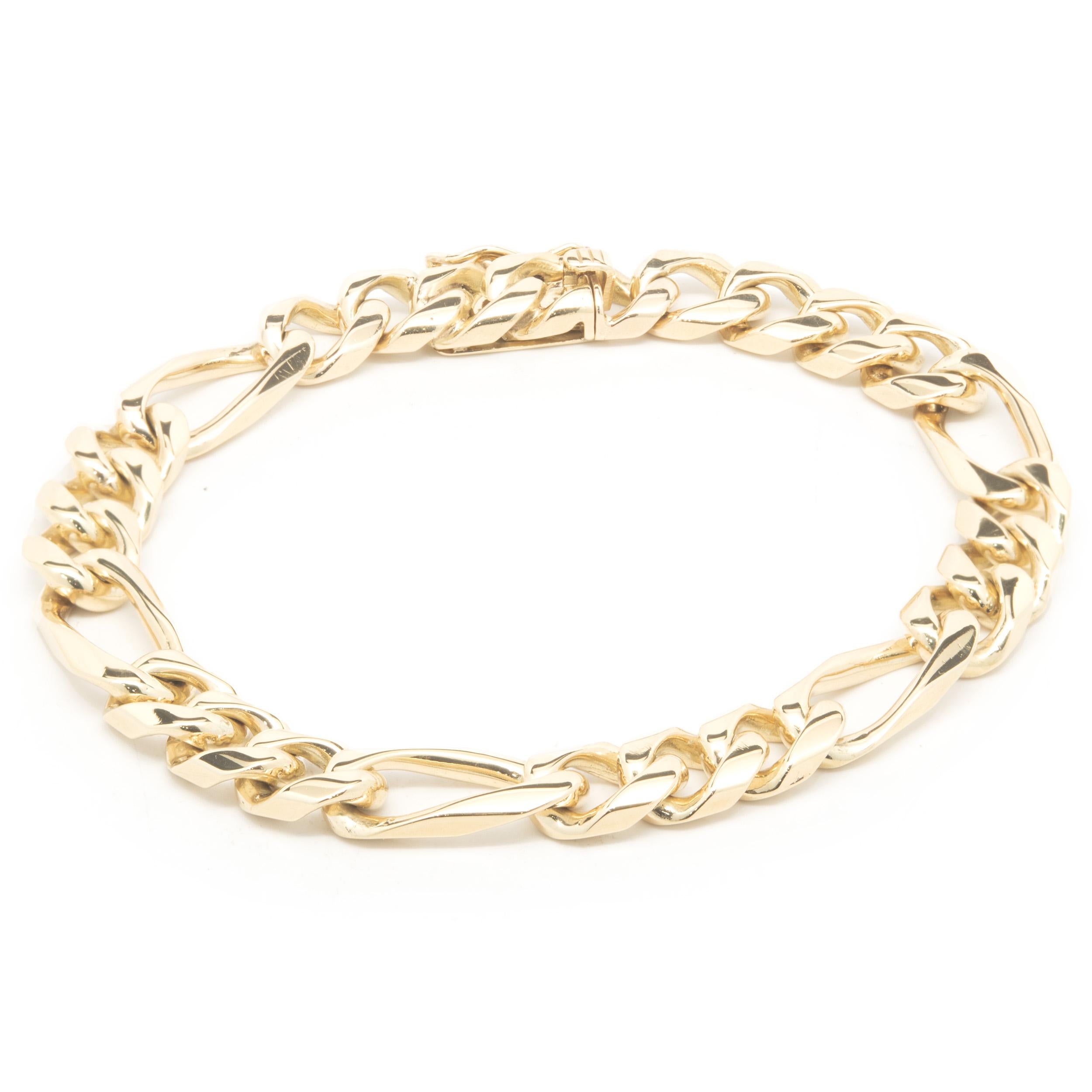 Figaro-Gliederarmband aus 14 Karat Gelbgold für Damen oder Herren