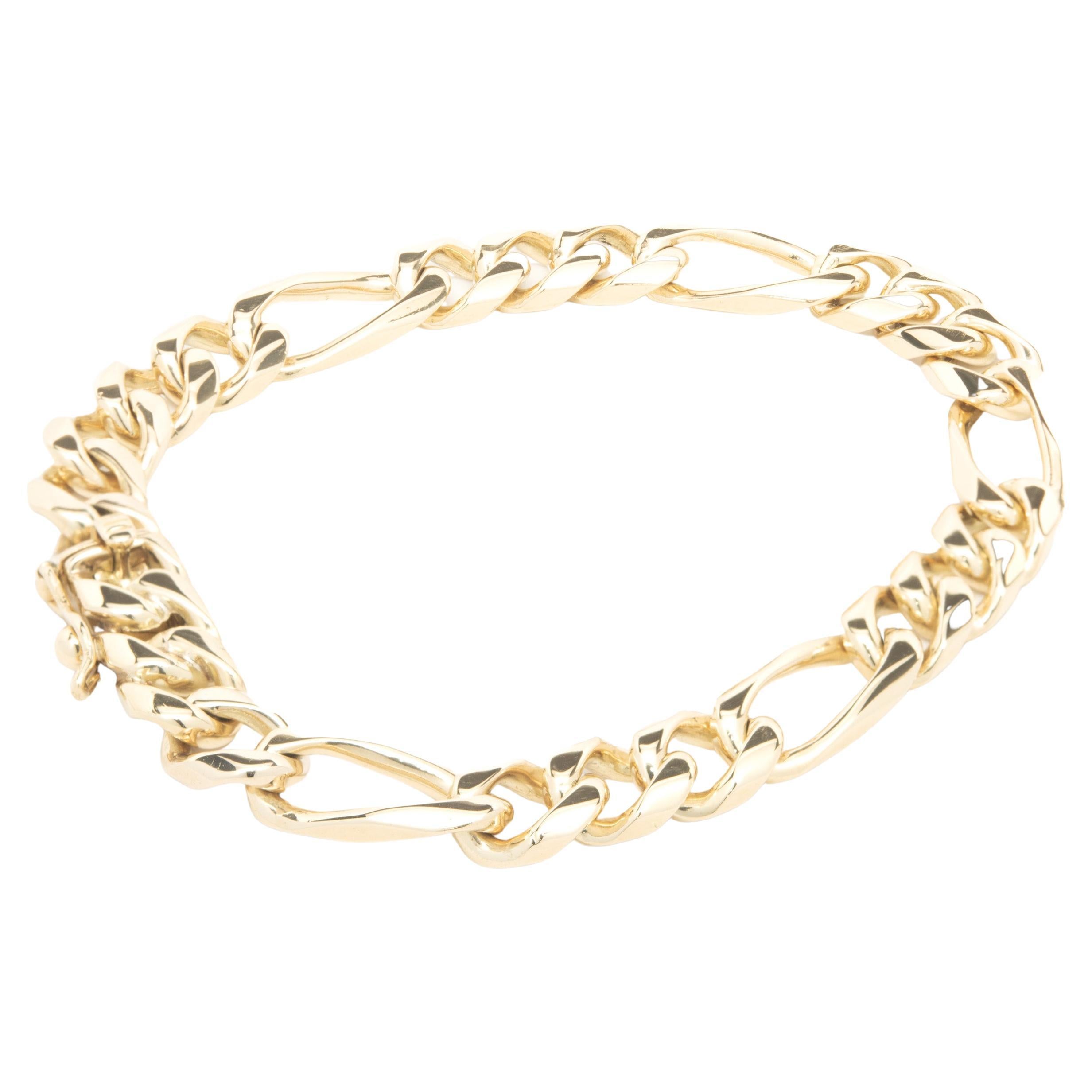 Figaro-Gliederarmband aus 14 Karat Gelbgold