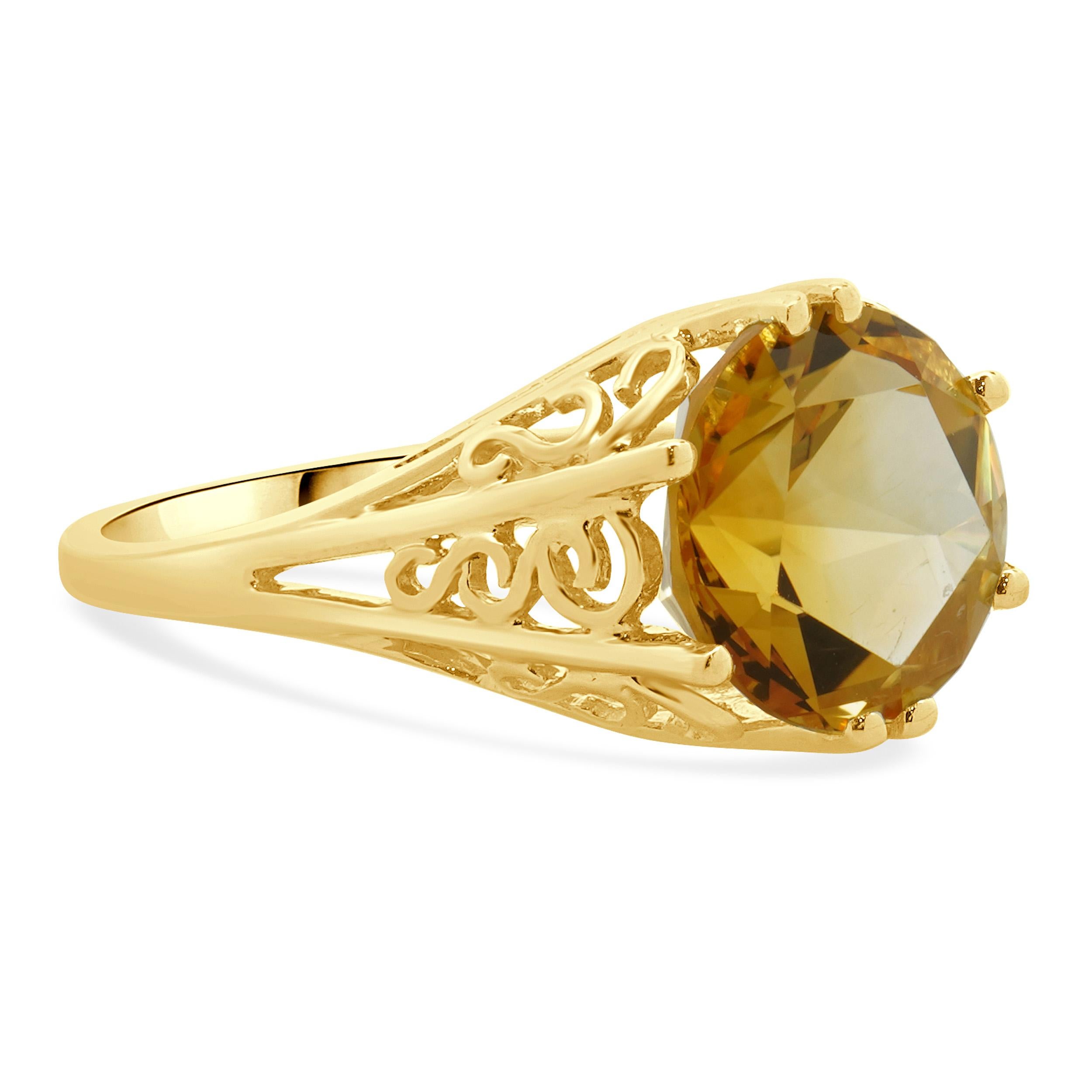 14 Karat Yellow Gold Filigree Citrine Ring In Excellent Condition In Scottsdale, AZ