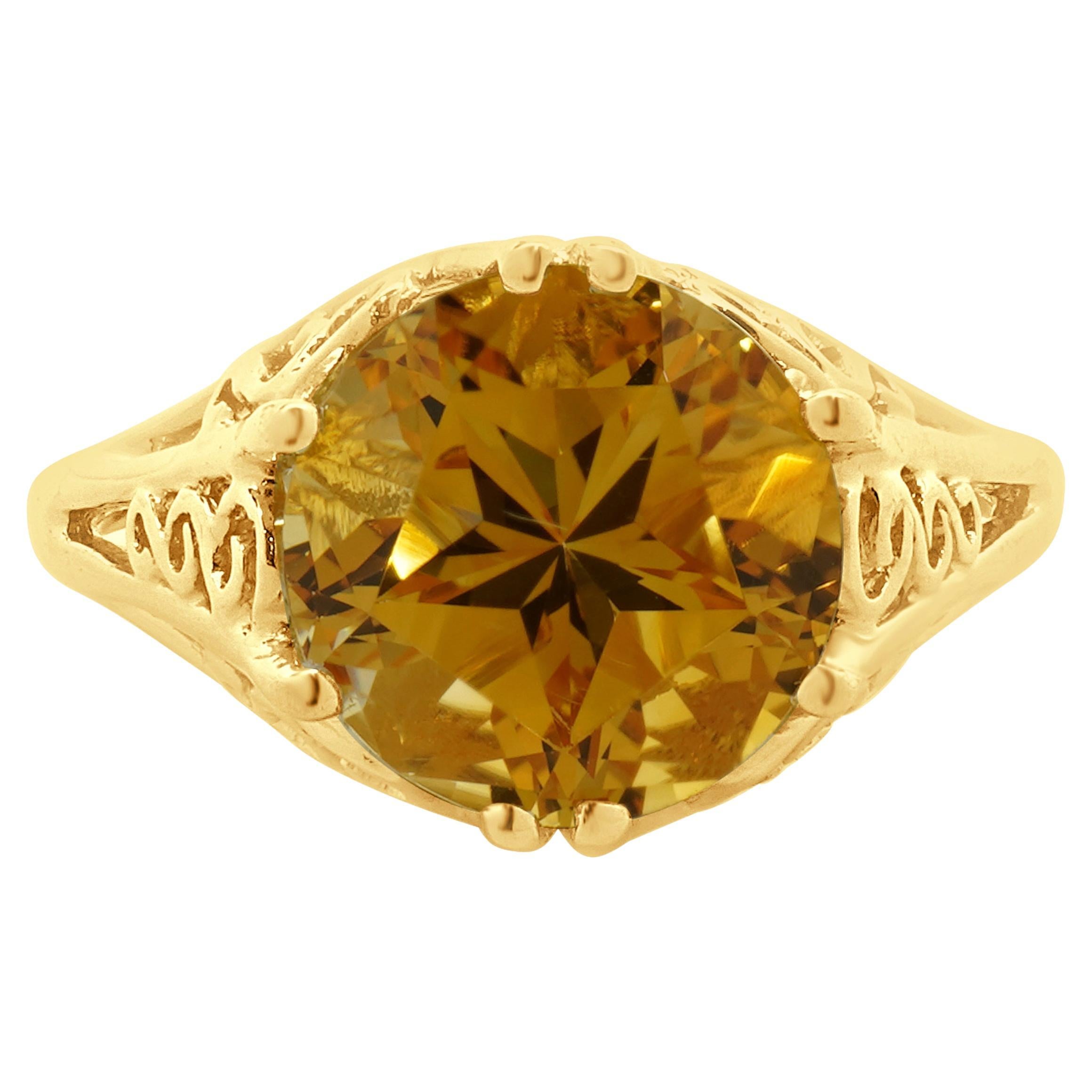 14 Karat Yellow Gold Filigree Citrine Ring