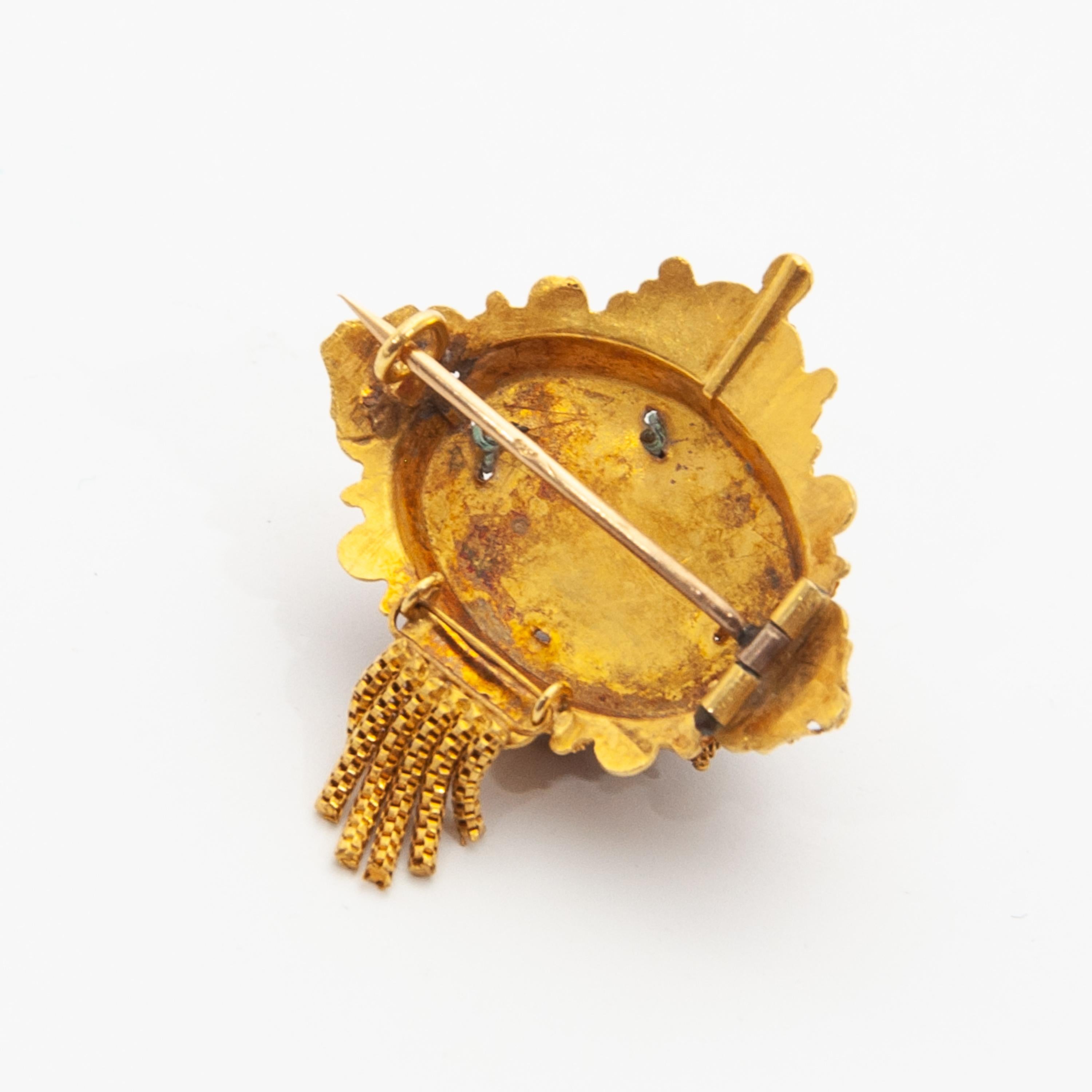 Antike 14K Gold Quasten-Ohrringe und Brosche, Schmuck-Set mit Quasten im Angebot 2