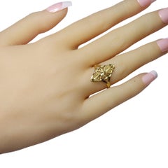 14 Karat Yellow Gold Filigree Elongated Marquise Ring