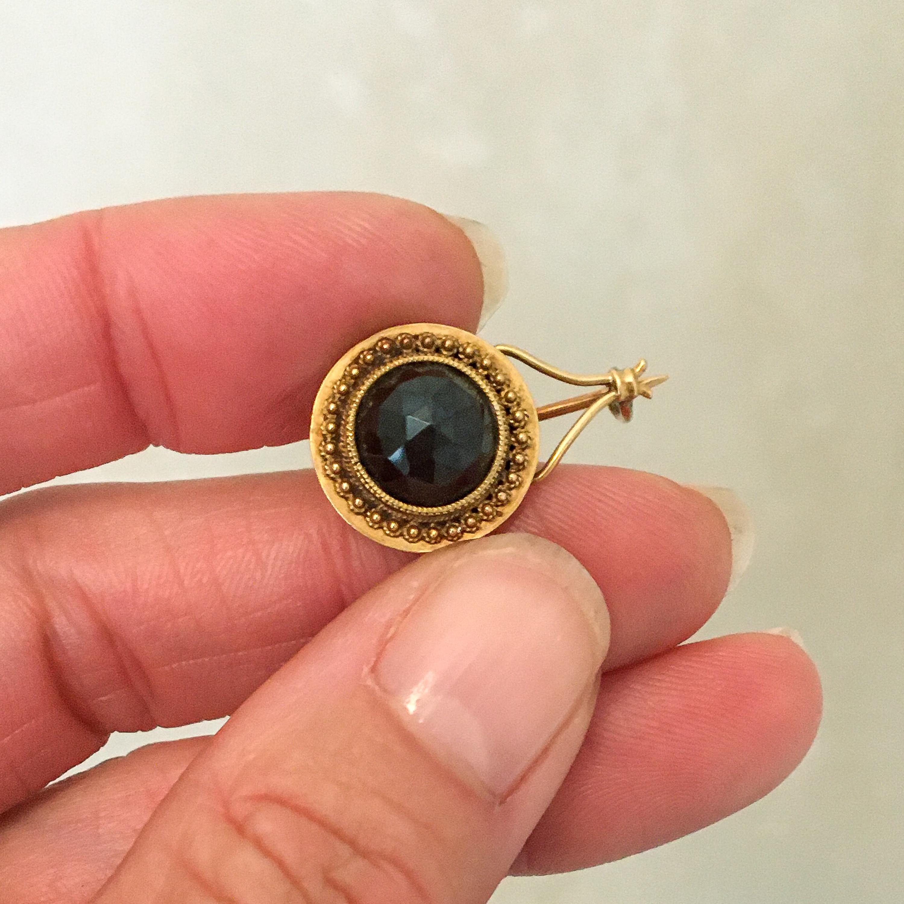 Victorian Antique Garnet 14K Gold Cannetille Pin Brooch For Sale