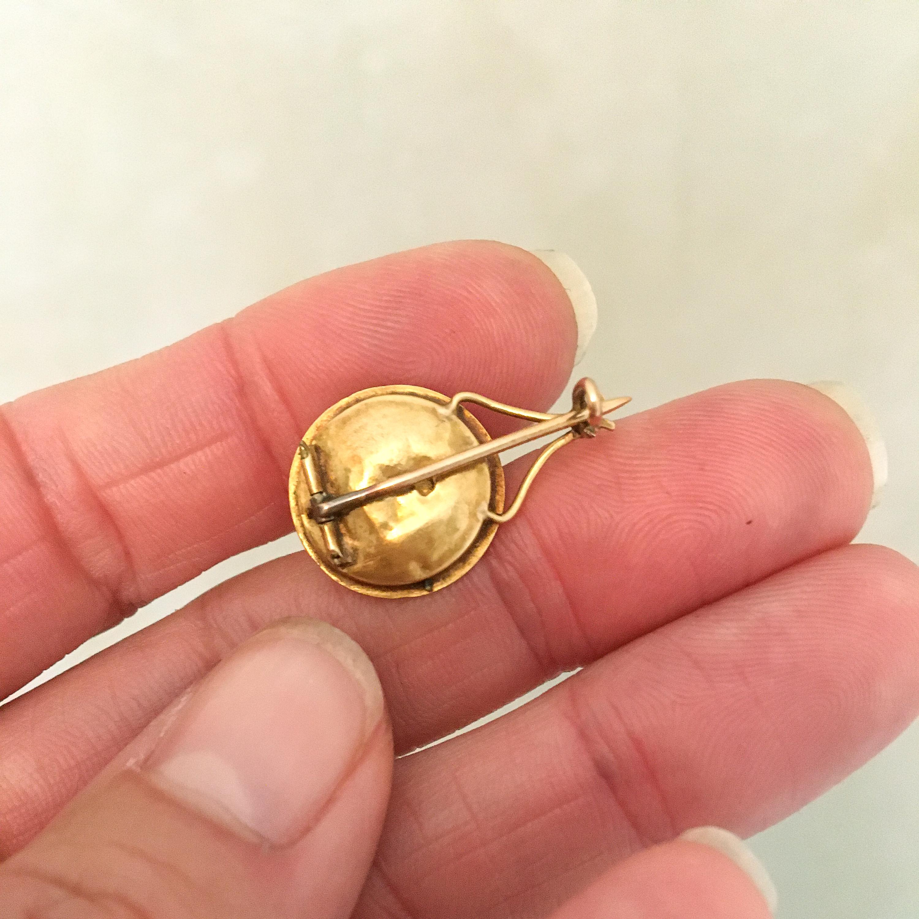 Antique Garnet 14K Gold Cannetille Pin Brooch For Sale 2