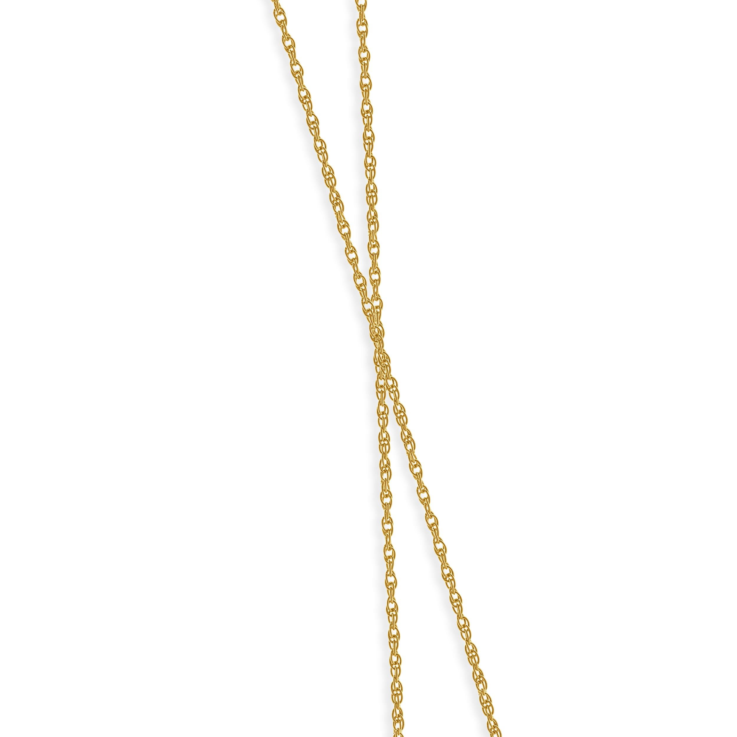 Taglio vecchia miniera Collana con cinque diamanti incastonati in oro giallo 14 carati in vendita
